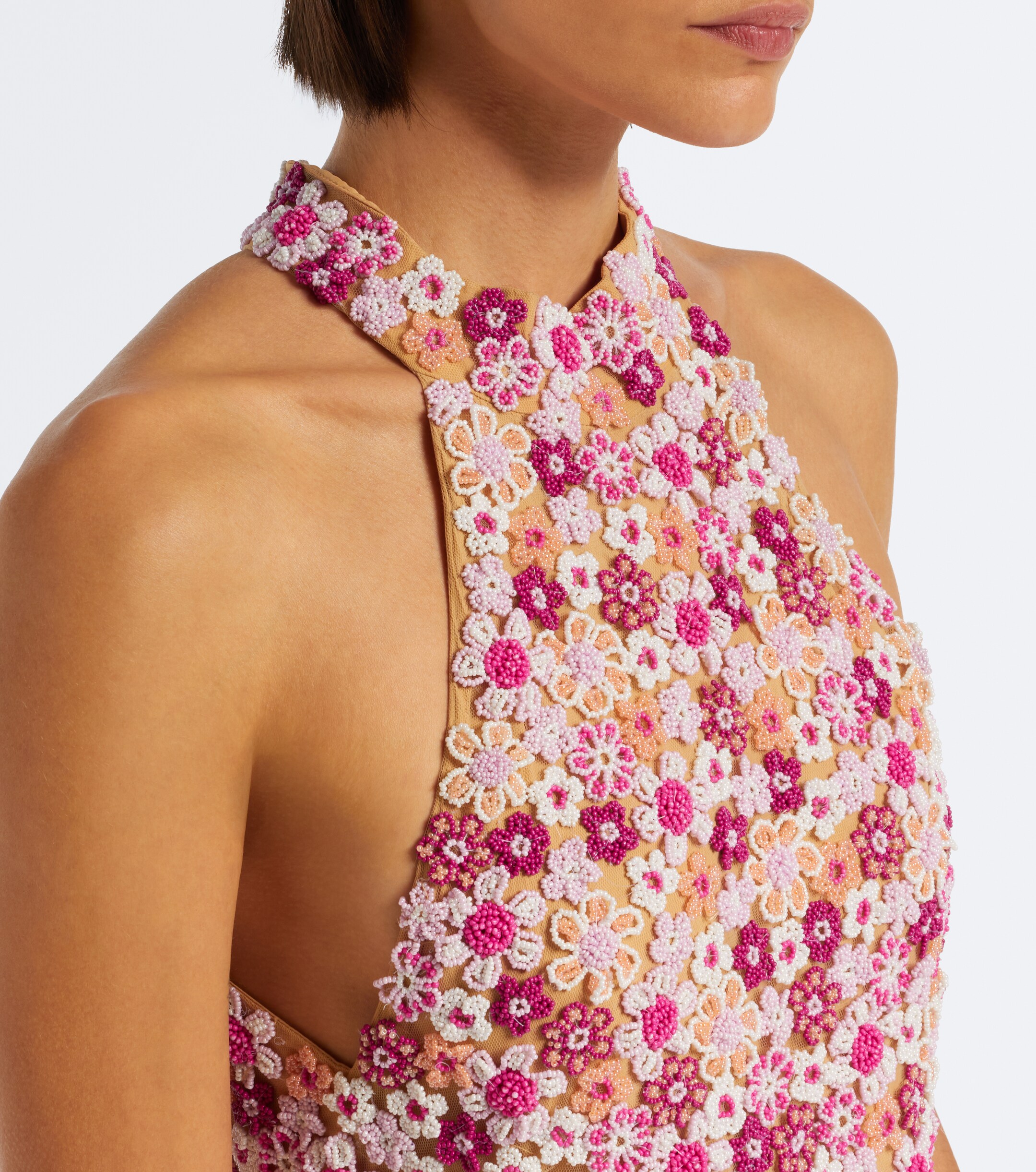 LA FUORI Là Fuori Afterglow Botanica beaded open-back gown