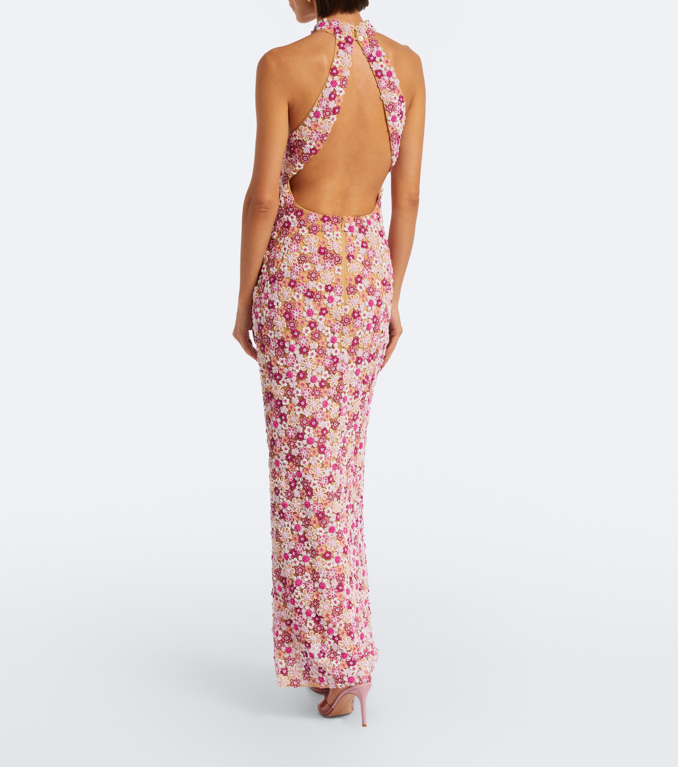 LA FUORI Là Fuori Afterglow Botanica beaded open-back gown