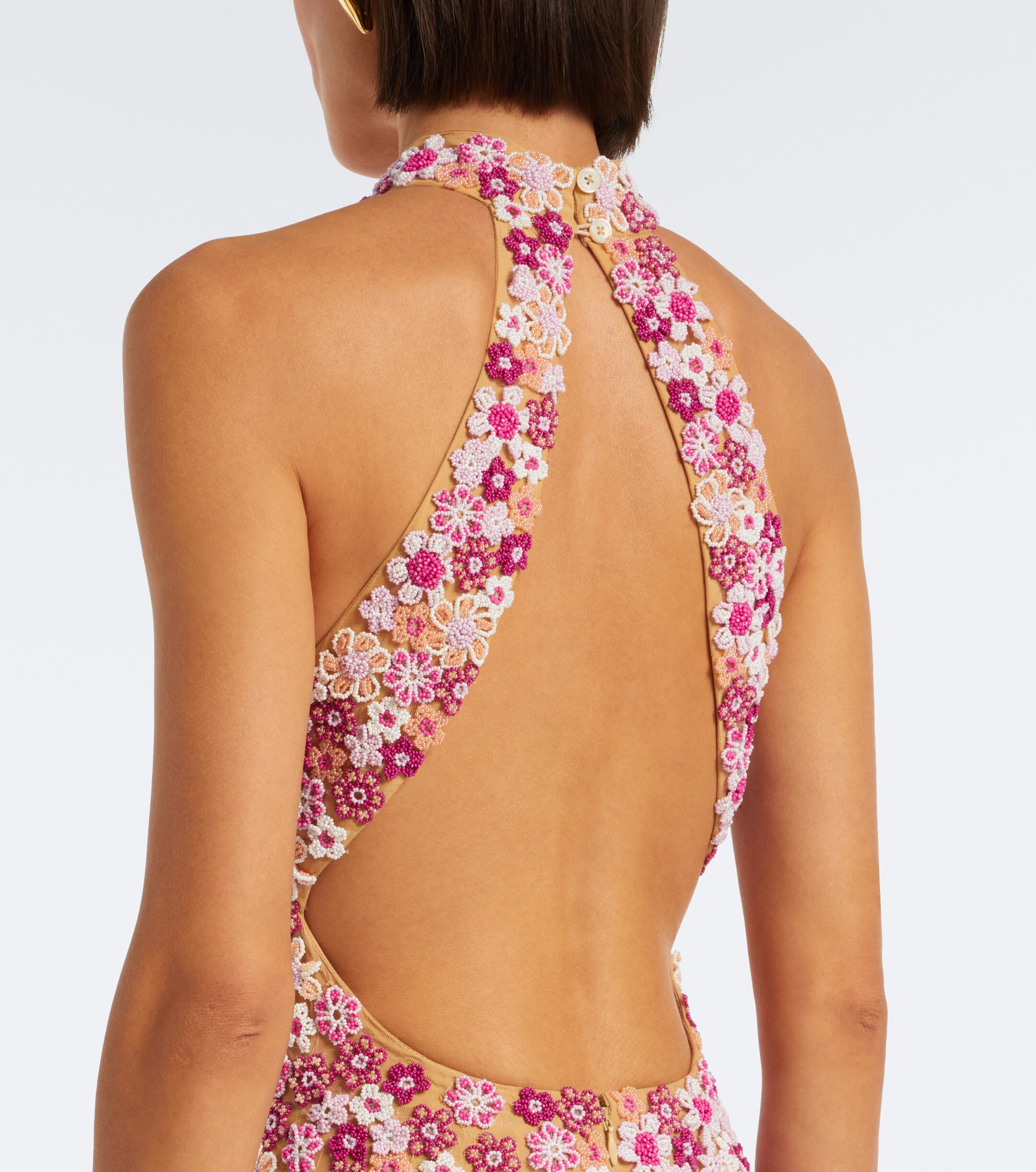 LA FUORI Là Fuori Afterglow Botanica beaded open-back gown