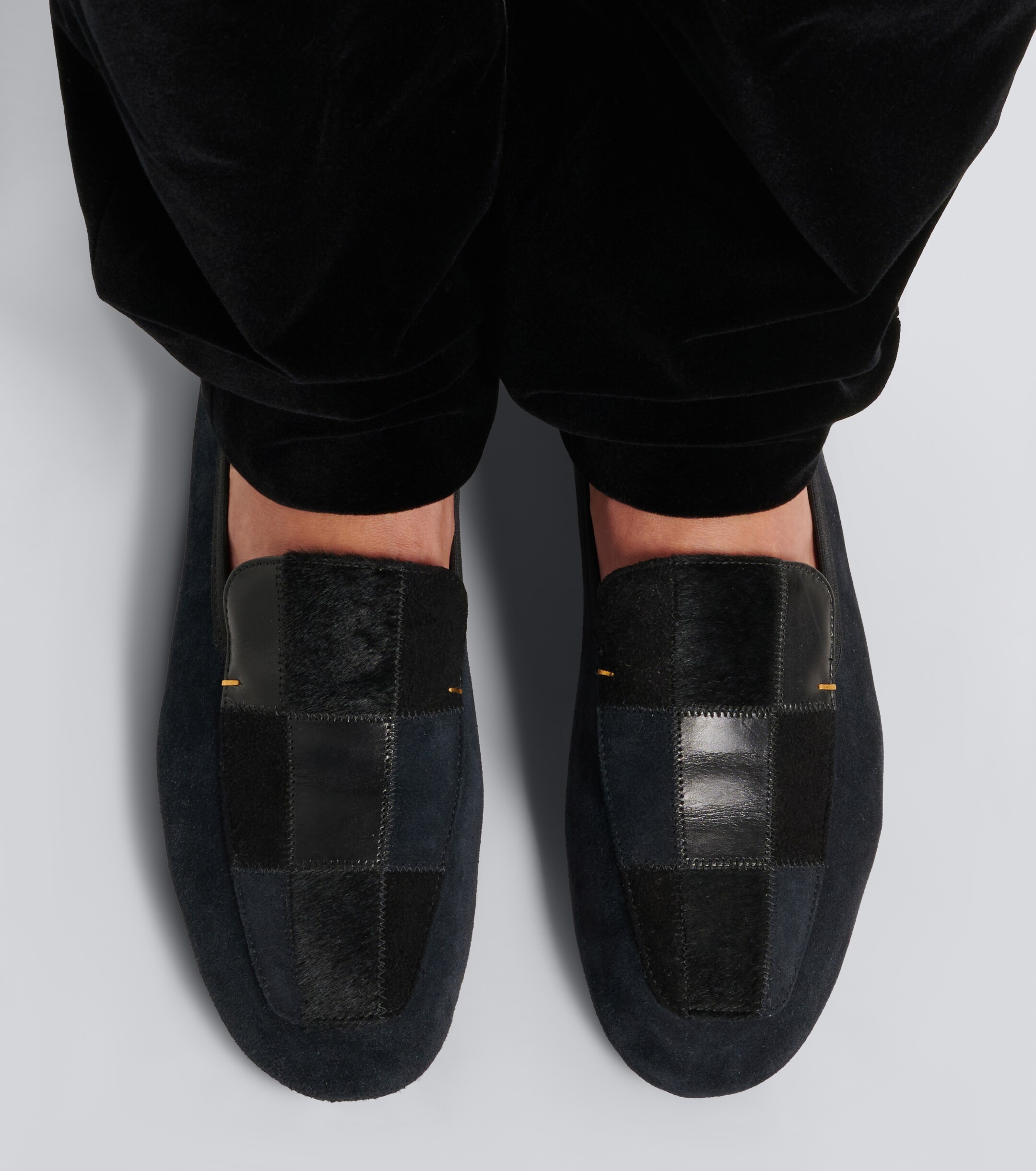 KHAITE Khaite Zoe patchwork suede and leather slip-on shoes