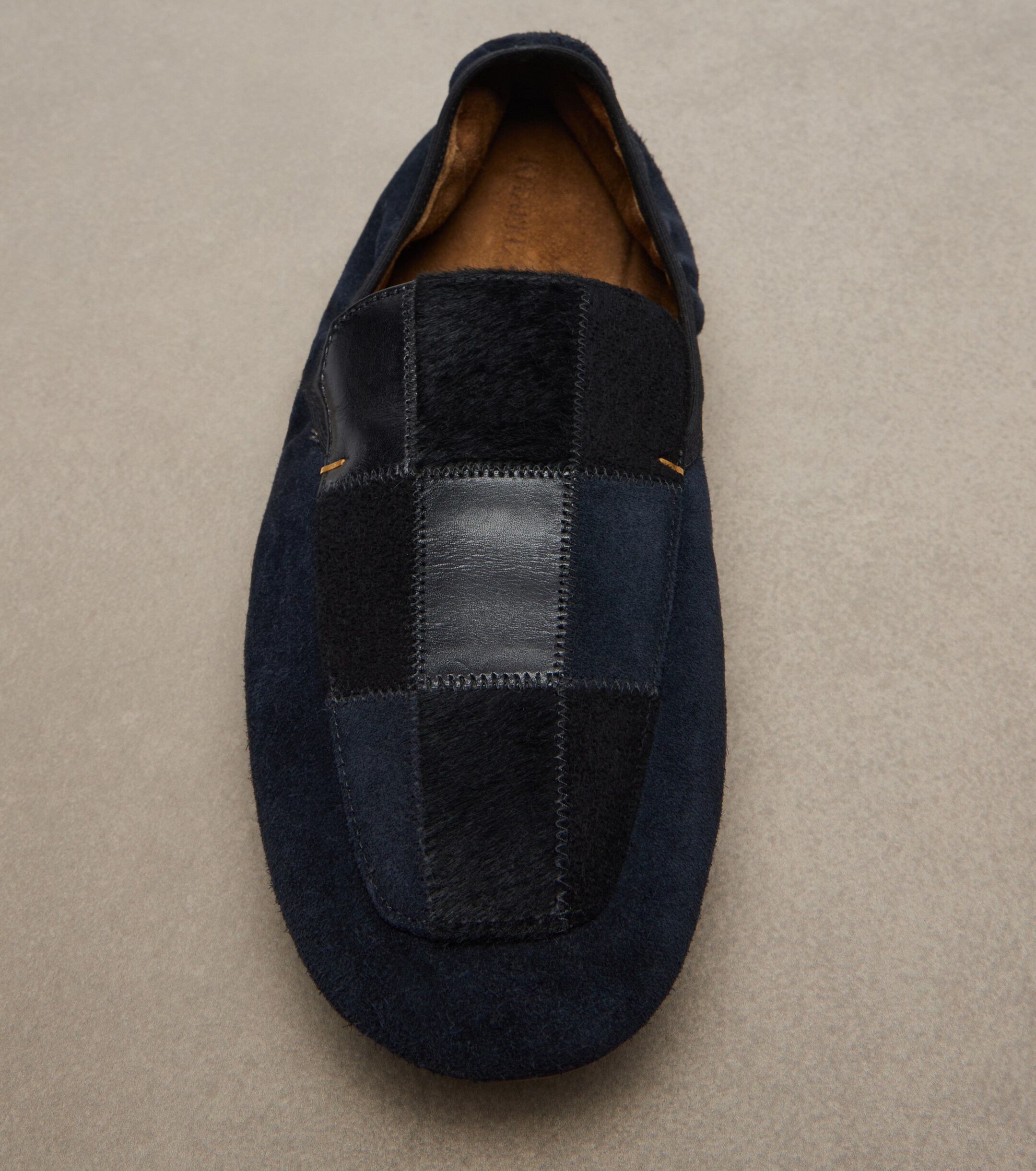 KHAITE Khaite Zoe patchwork suede and leather slip-on shoes