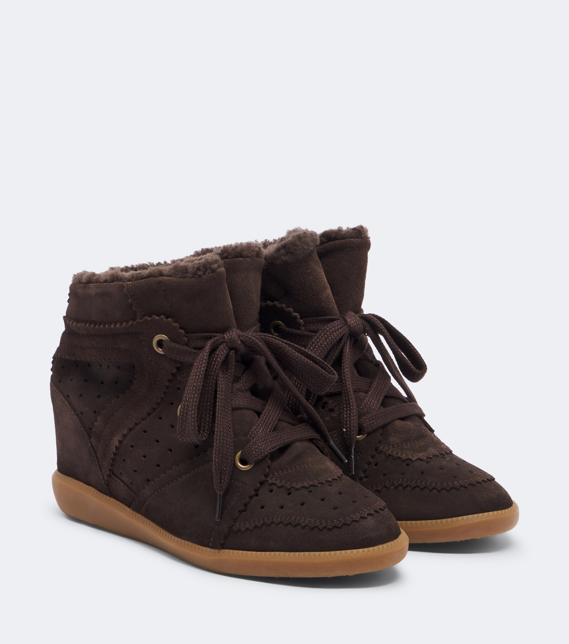 Isabel Marant Isabel Marant Bobby shearling-lined suede wedge sneakers