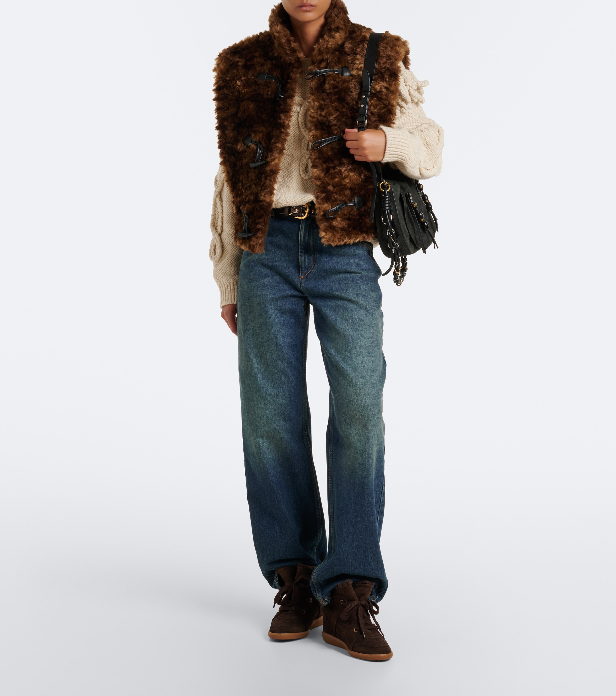 Isabel Marant Isabel Marant Bobby shearling-lined suede wedge sneakers