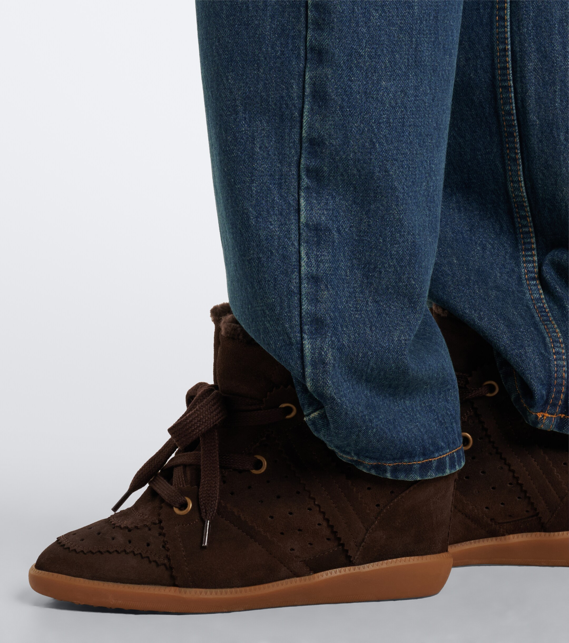 Isabel Marant Isabel Marant Bobby shearling-lined suede wedge sneakers