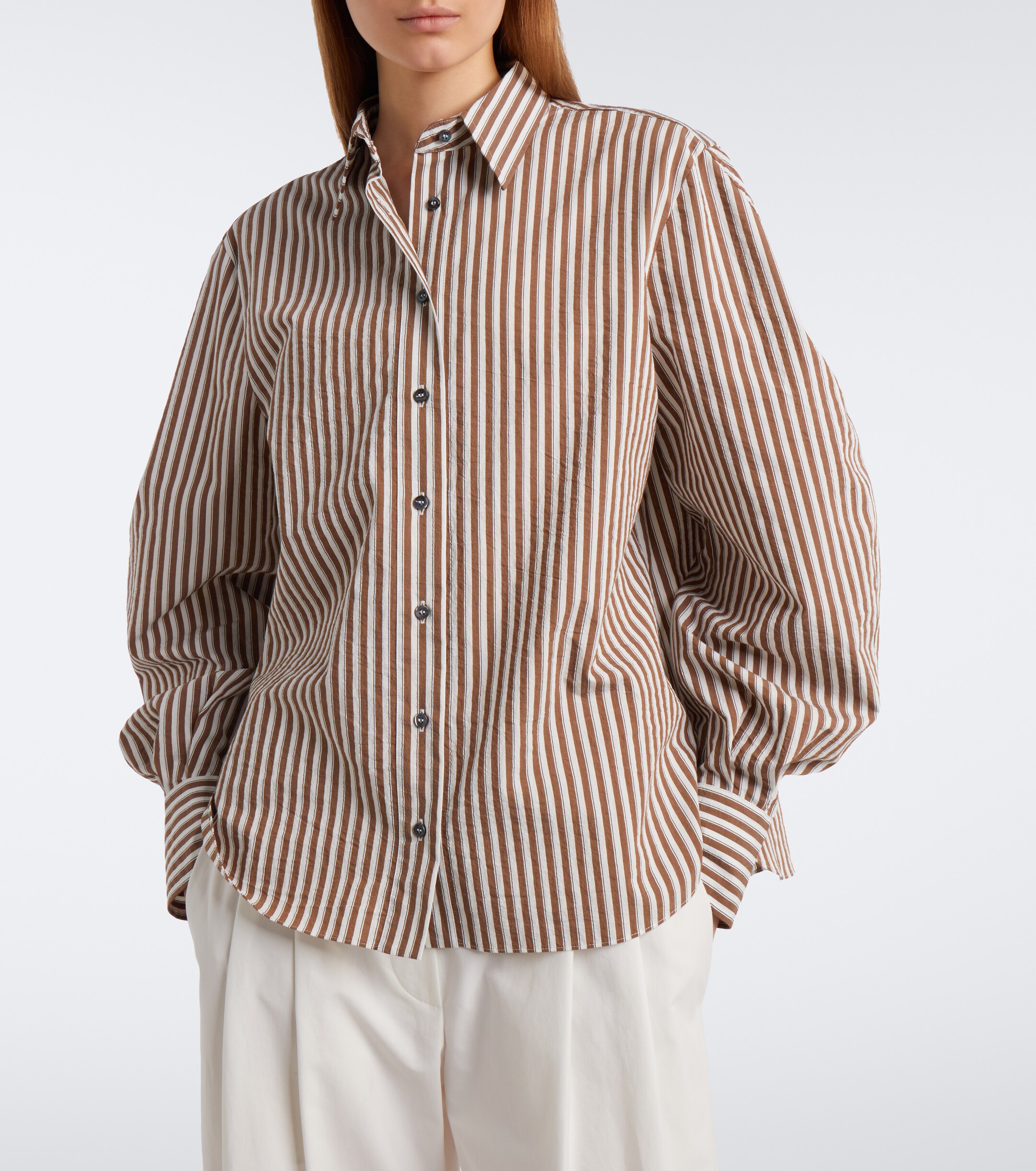 Brunello Cucinelli Brunello Cucinelli Monili striped cotton-blend shirt