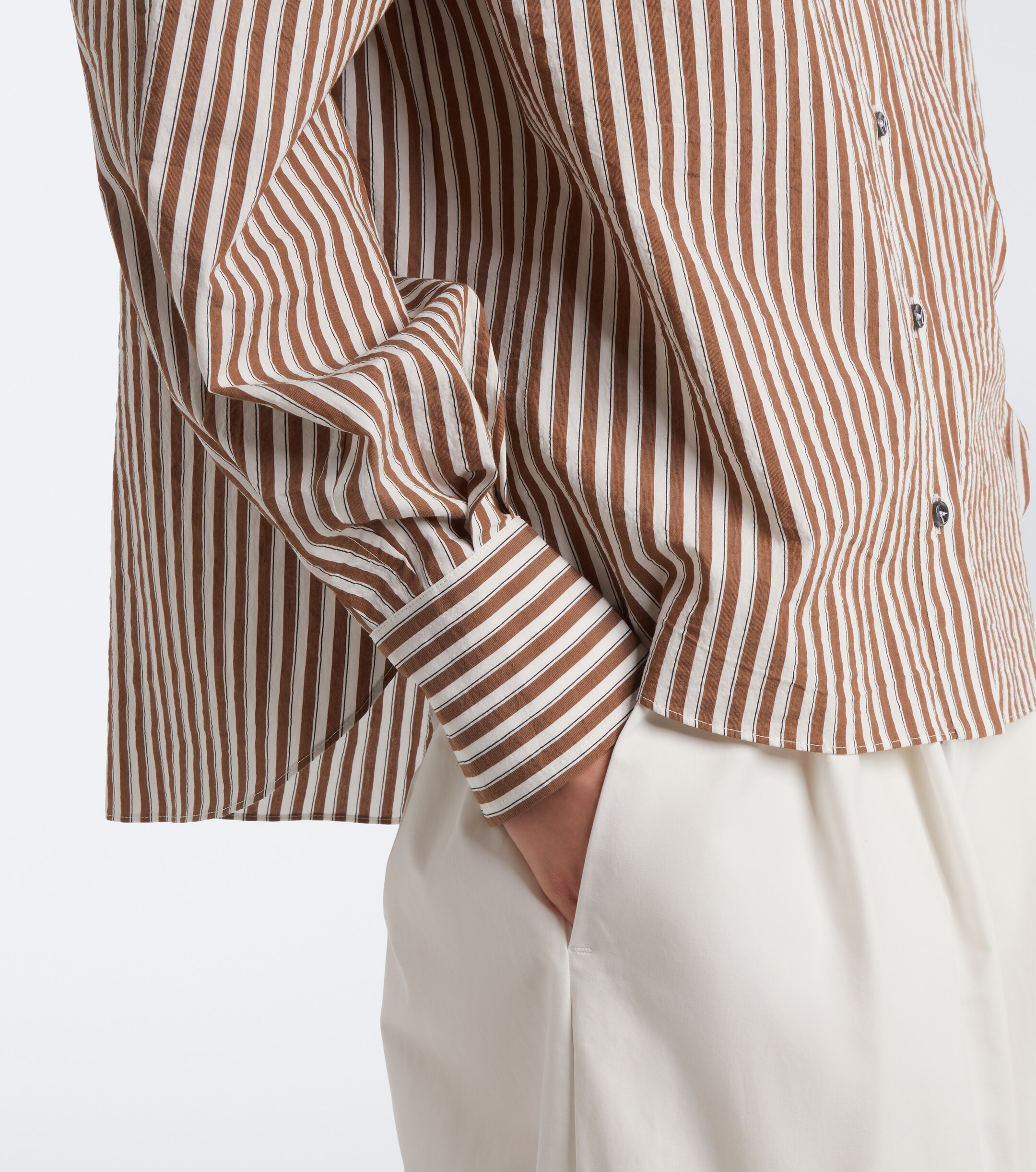 Brunello Cucinelli Brunello Cucinelli Monili striped cotton-blend shirt