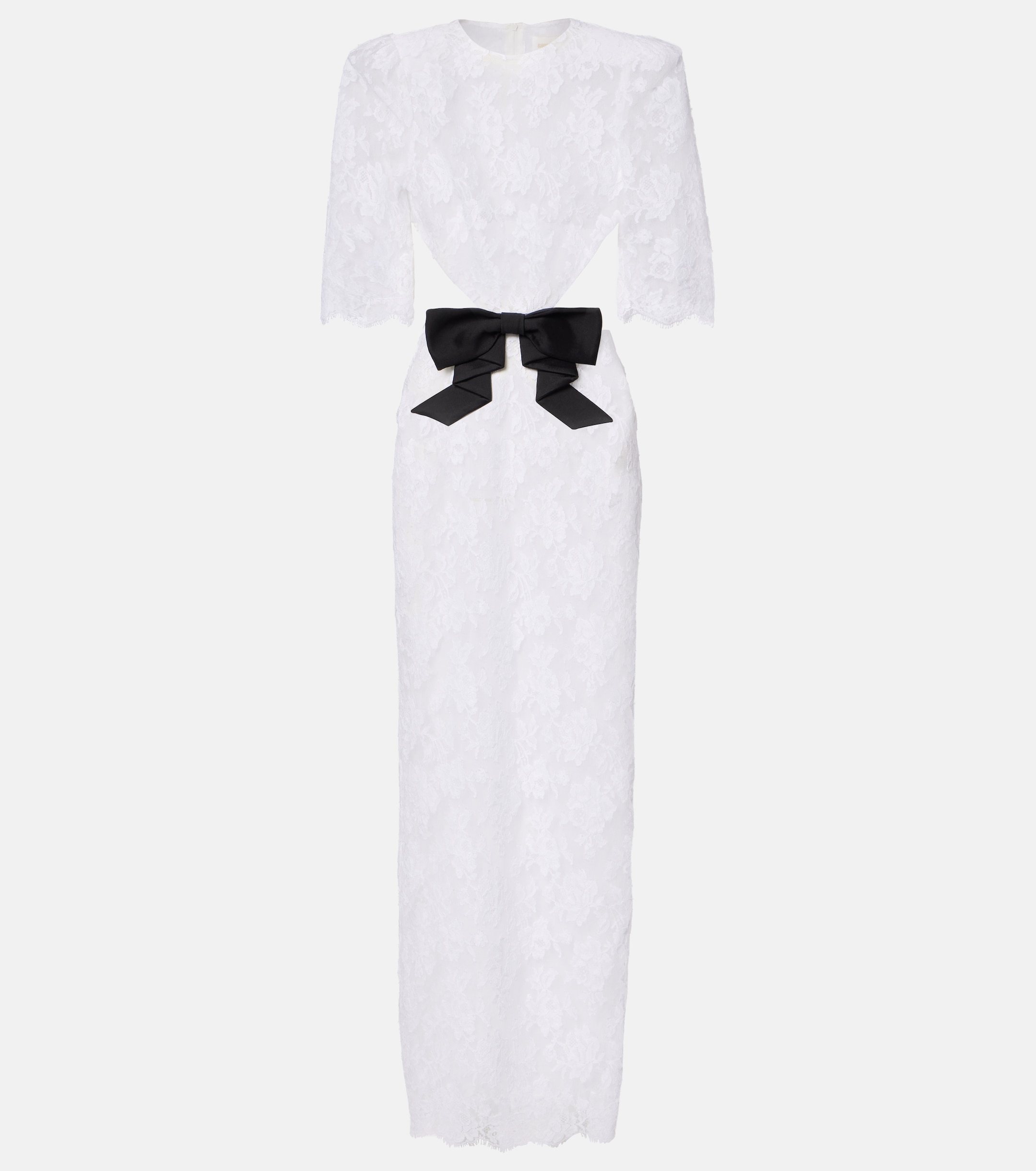 SHUSHU/TONG Bow-detail cotton-blend lace gown 