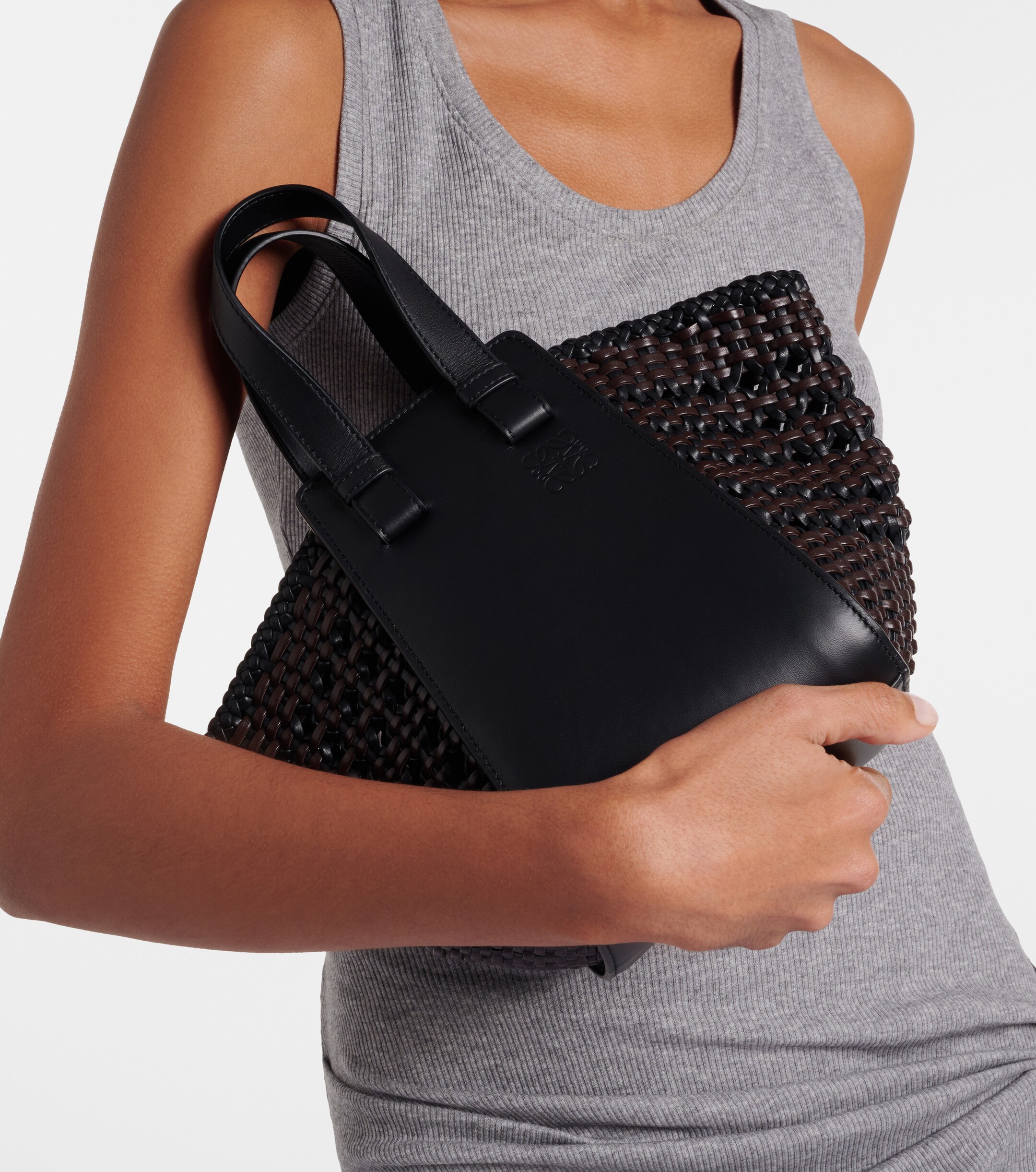 Loewe Hammock Small woven leather top-handle bag