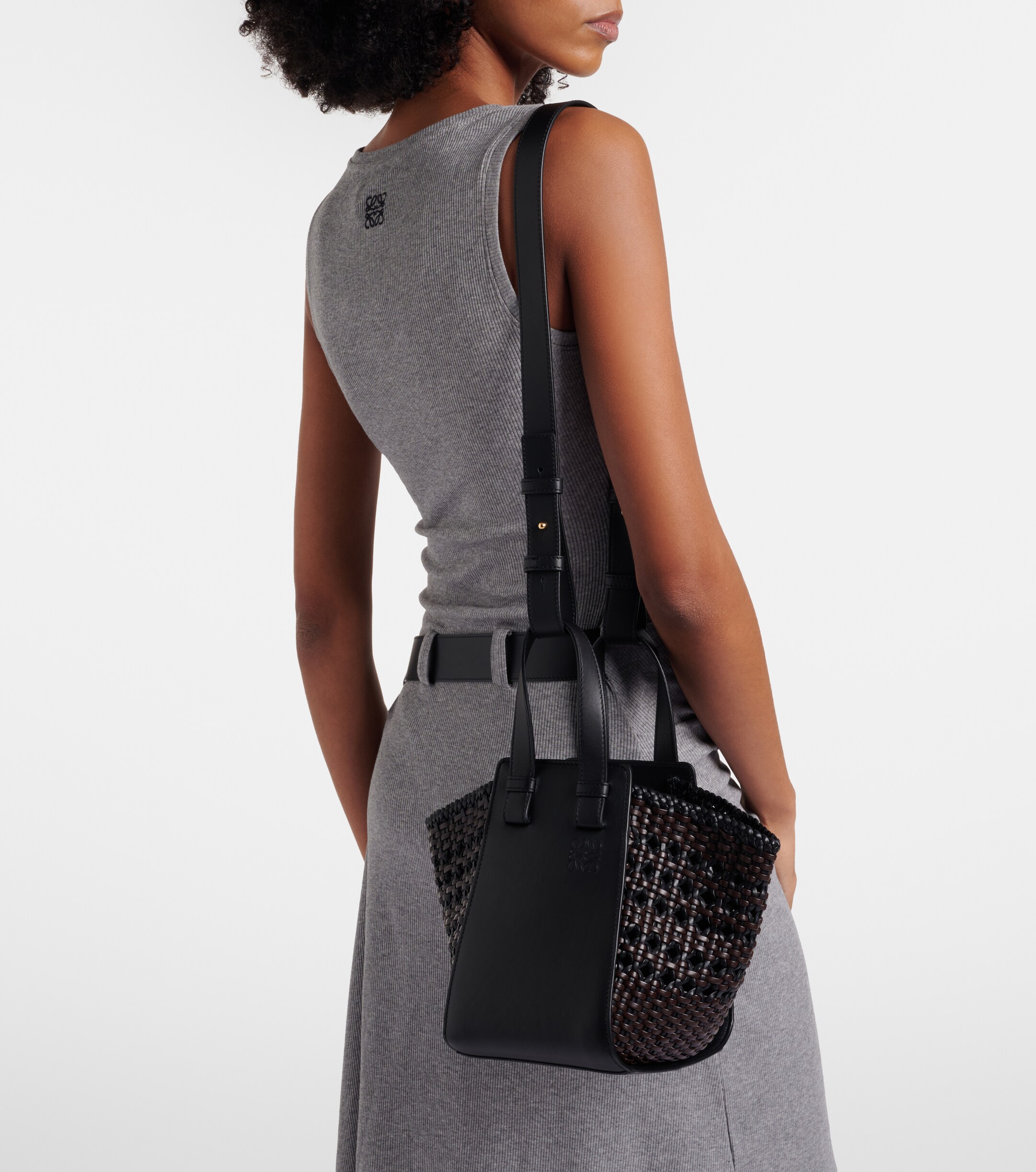 Loewe Hammock Small woven leather top-handle bag