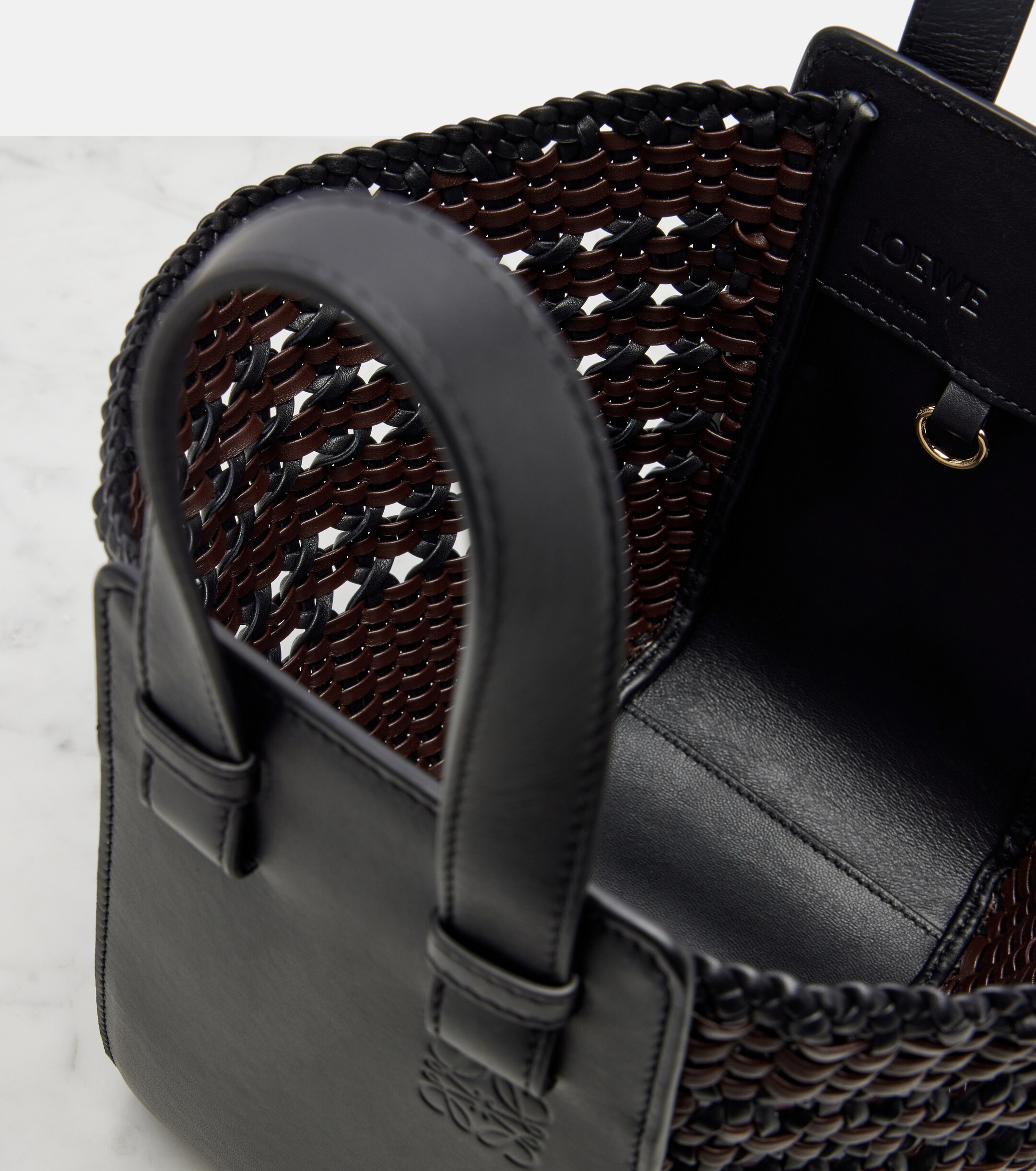 Loewe Hammock Small woven leather top-handle bag
