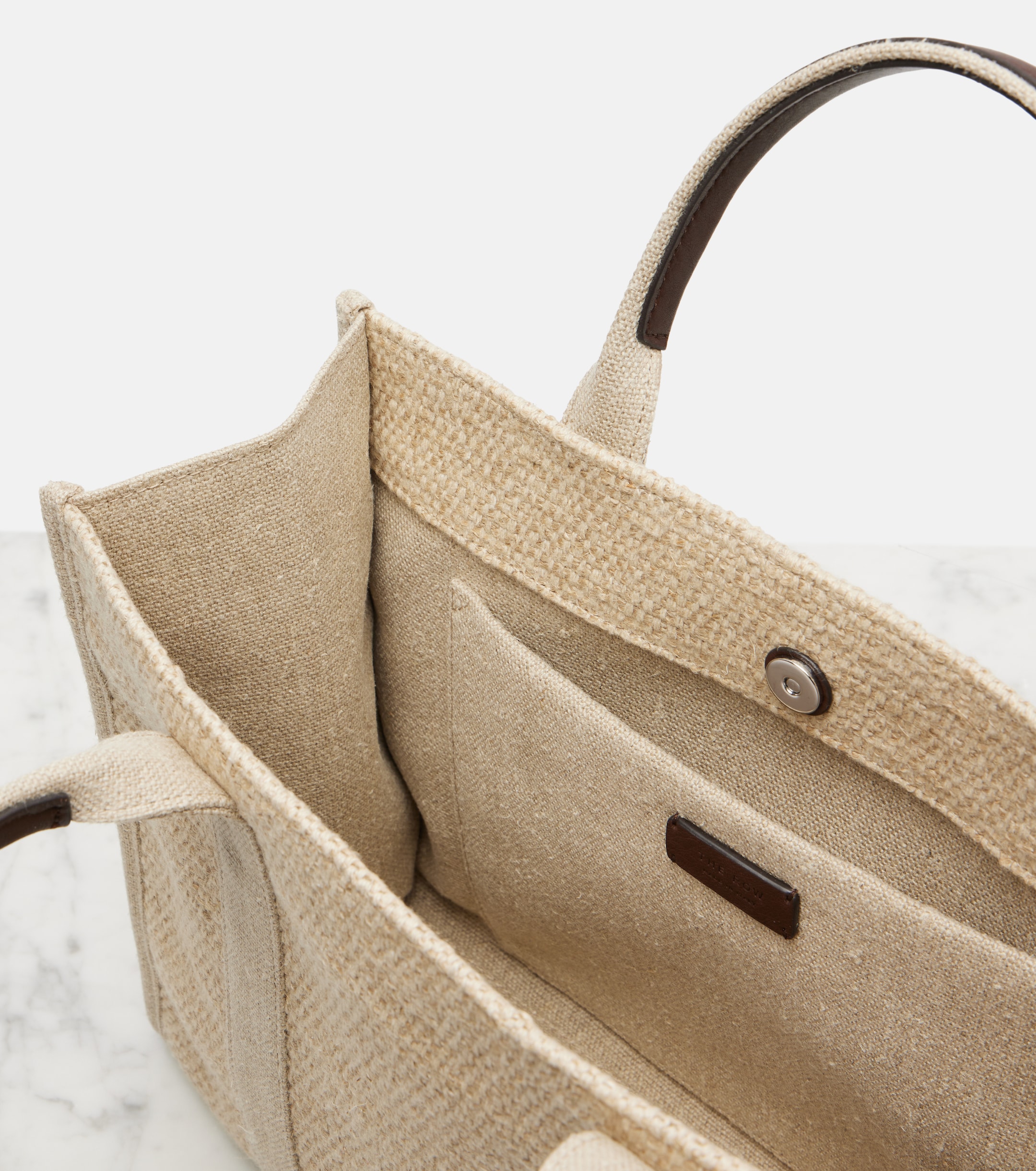 The Row Georgia Medium leather-trimmed canvas tote bag