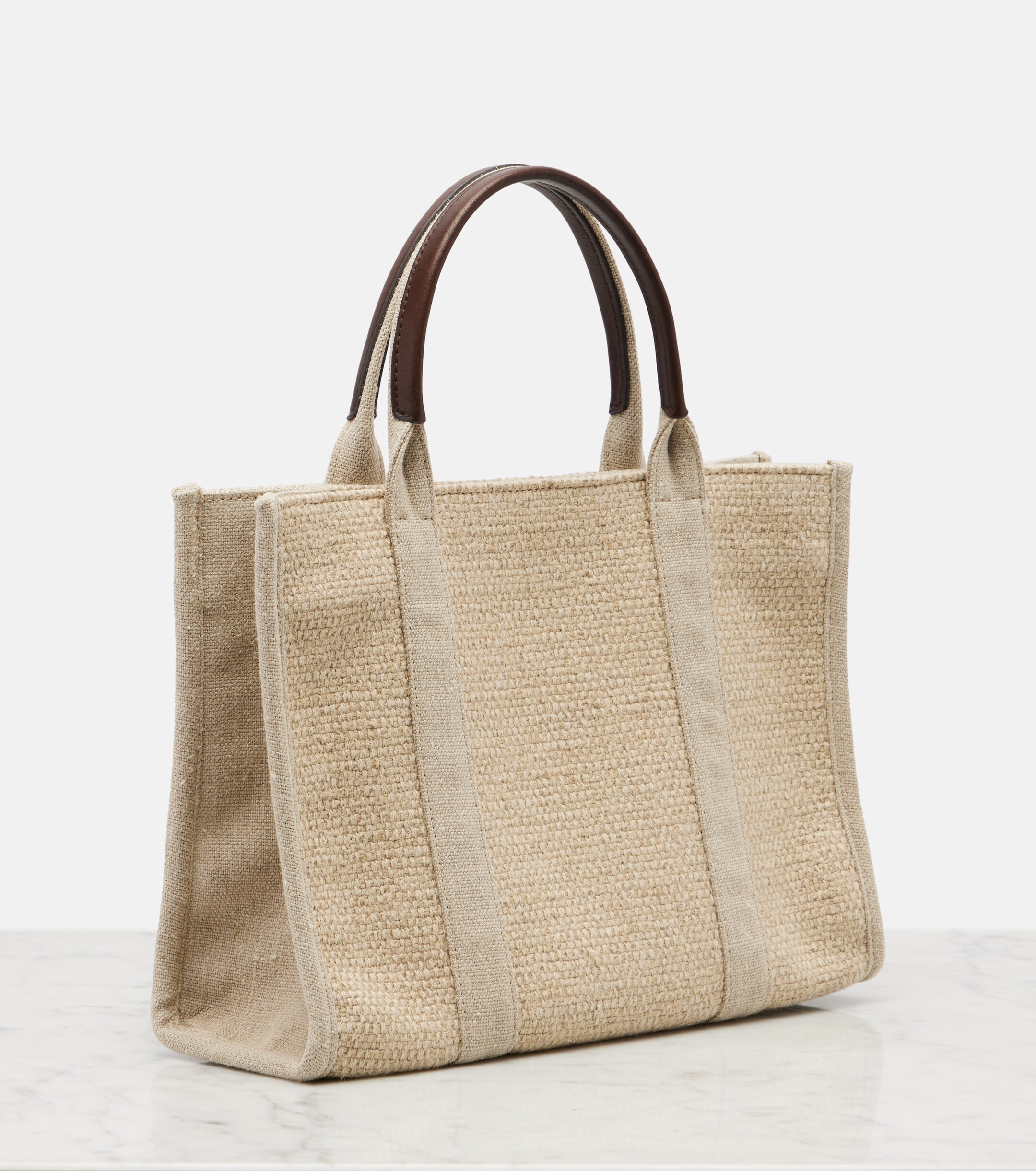 The Row Georgia Medium leather-trimmed canvas tote bag