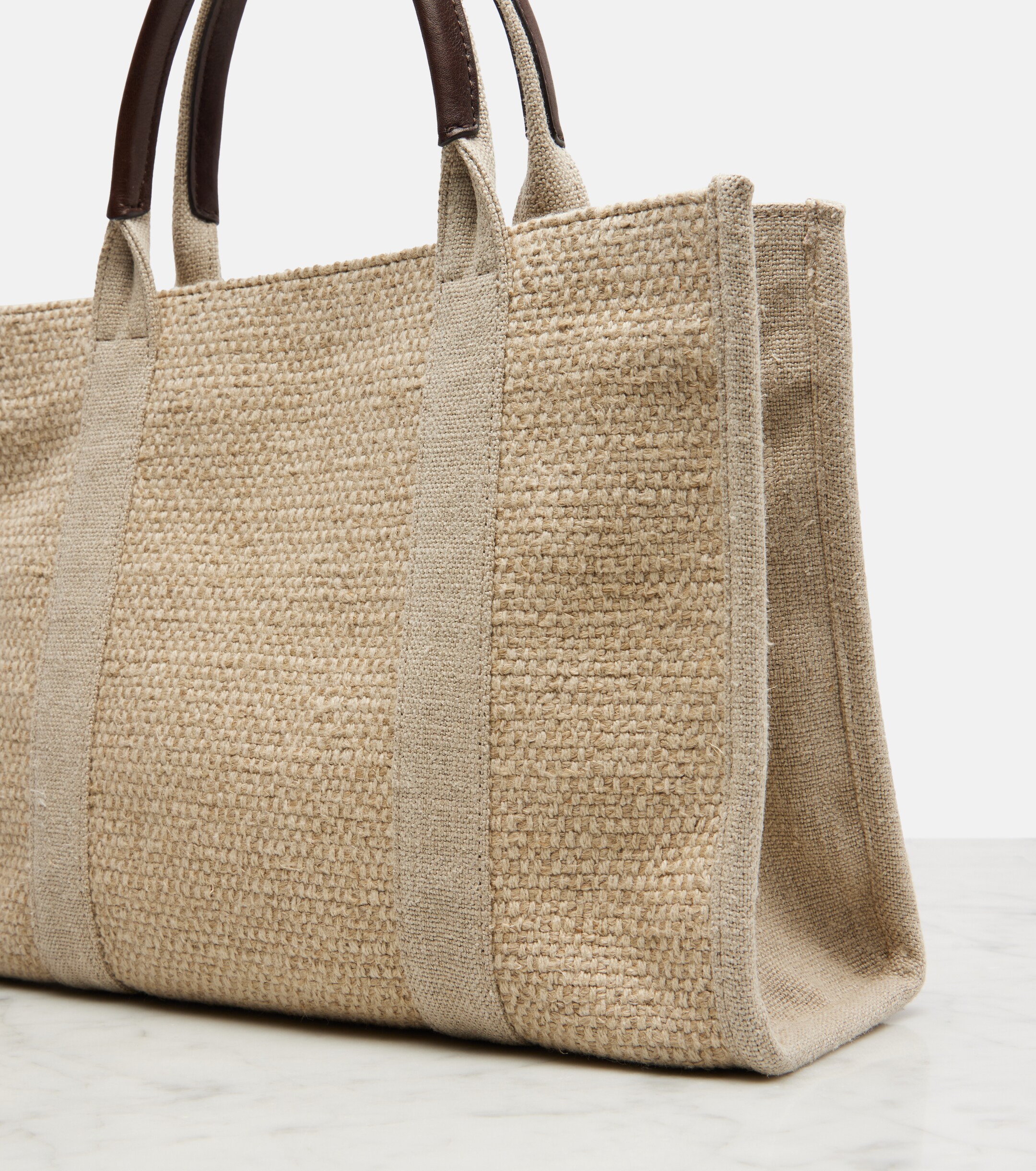 The Row Georgia Medium leather-trimmed canvas tote bag