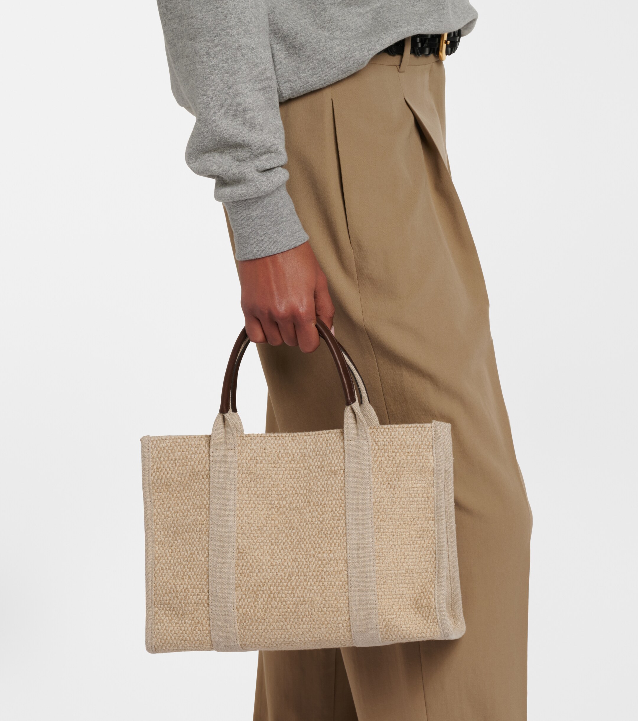 The Row Georgia Medium leather-trimmed canvas tote bag