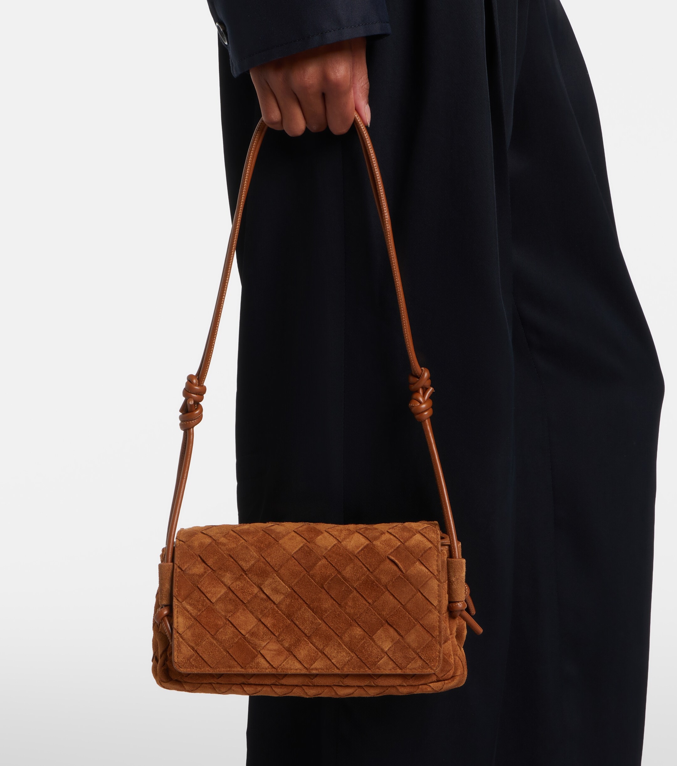 Bottega Veneta Notturno Intrecciato suede crossbody bag