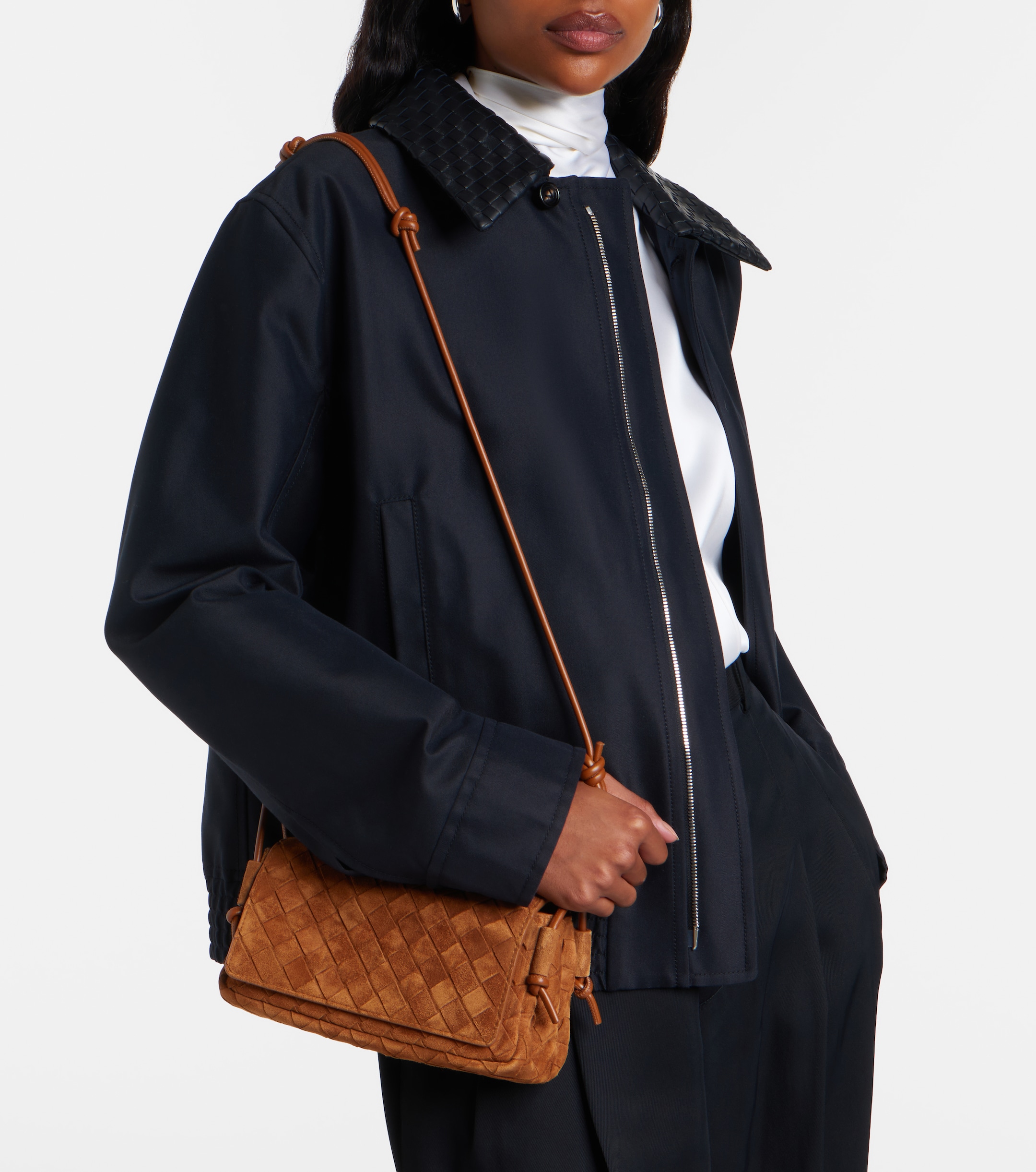 Bottega Veneta Notturno Intrecciato suede crossbody bag