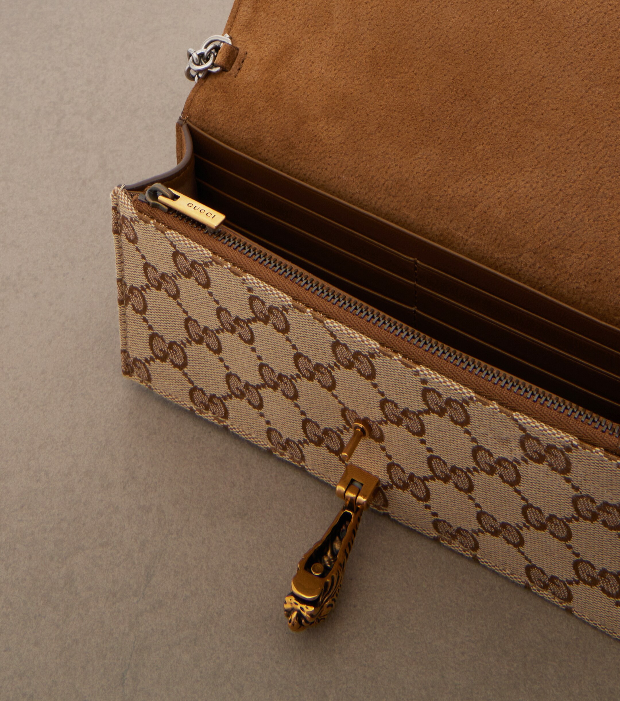 Gucci Dionysus GG canvas wallet on chain