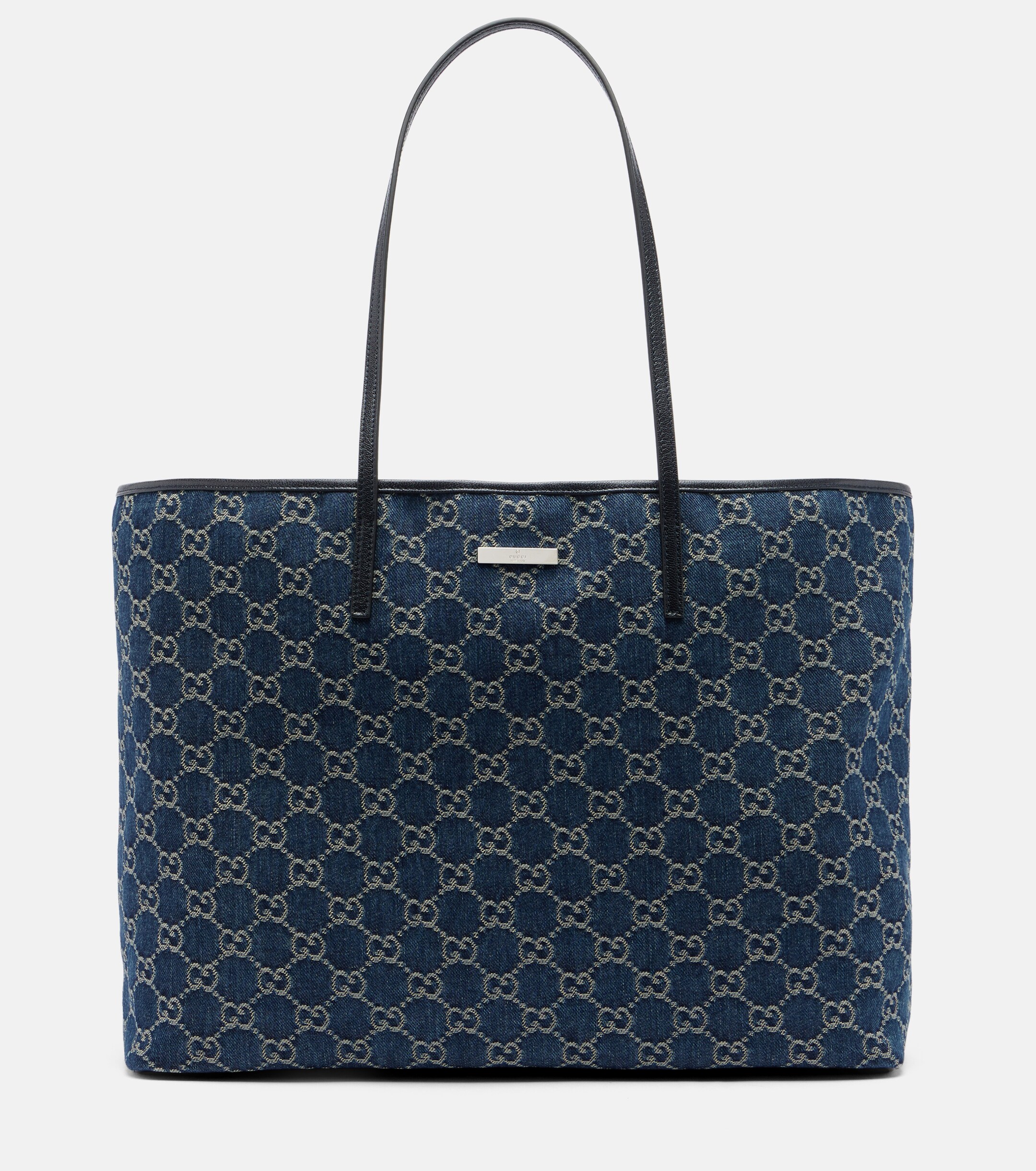 Gucci Essence Large leather-trimmed denim tote bag