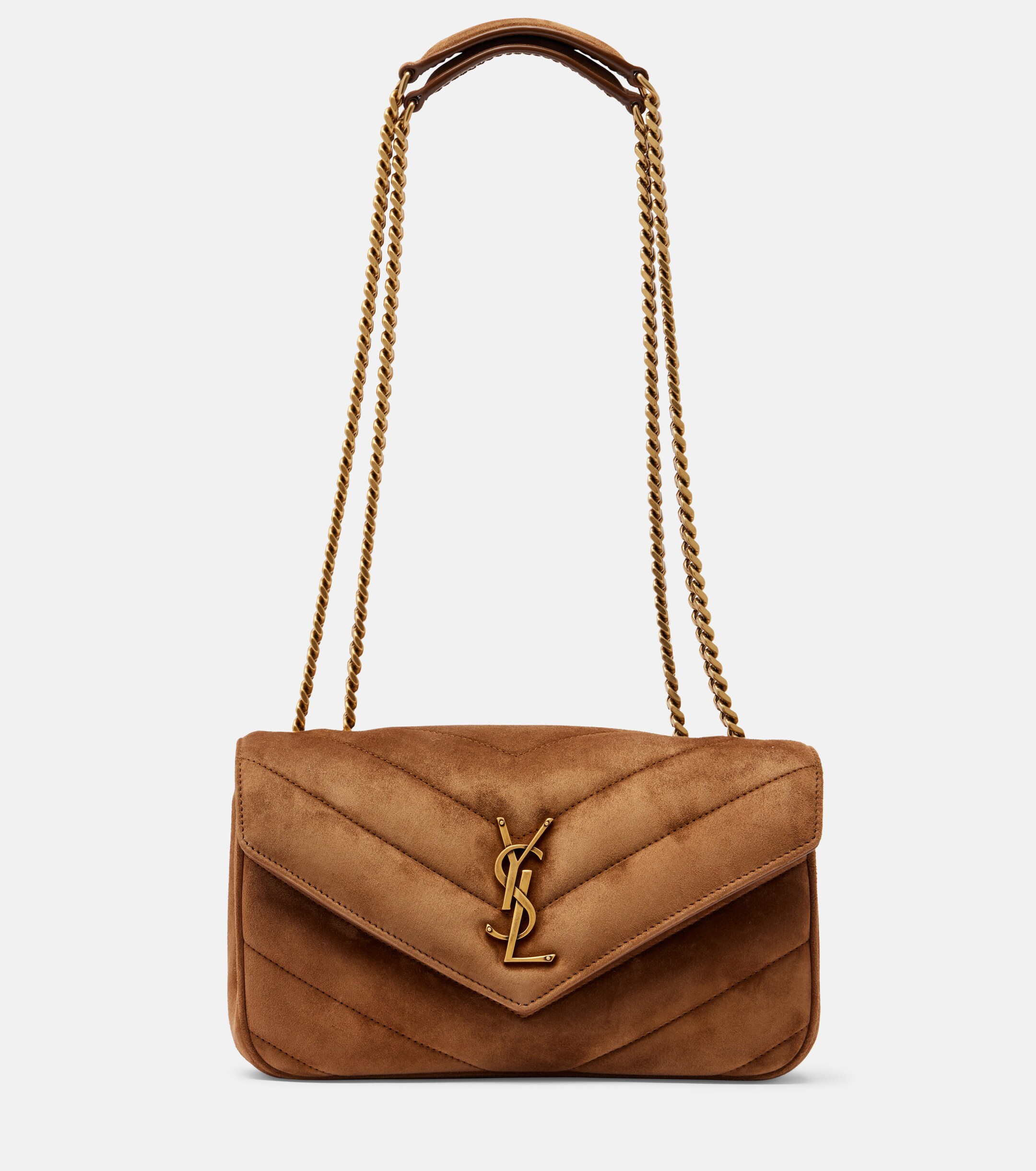 Saint Laurent Loulou Small matelassé suede shoulder bag