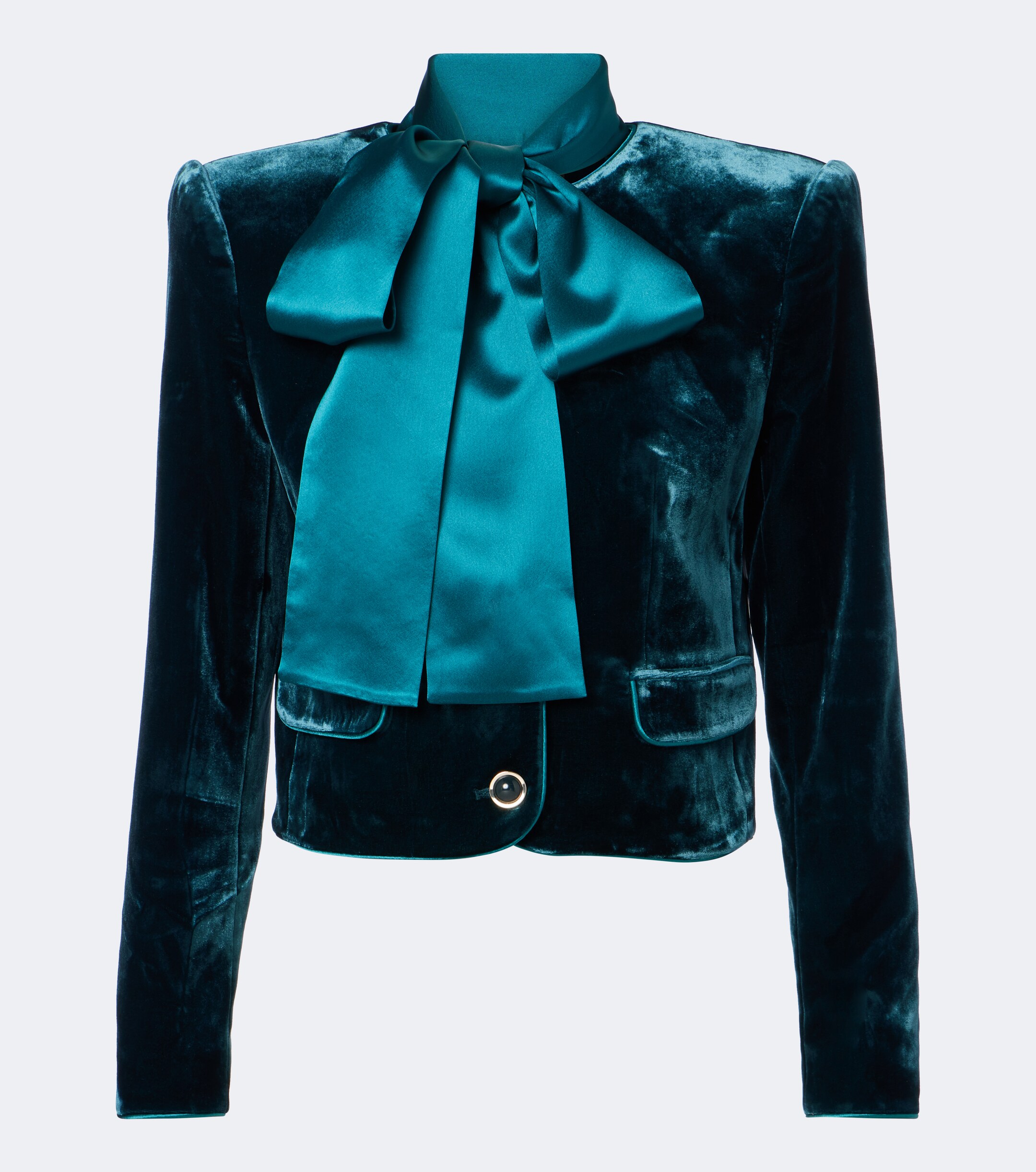 Retrofête Retrofête Alto cropped scarf-detail velvet jacket