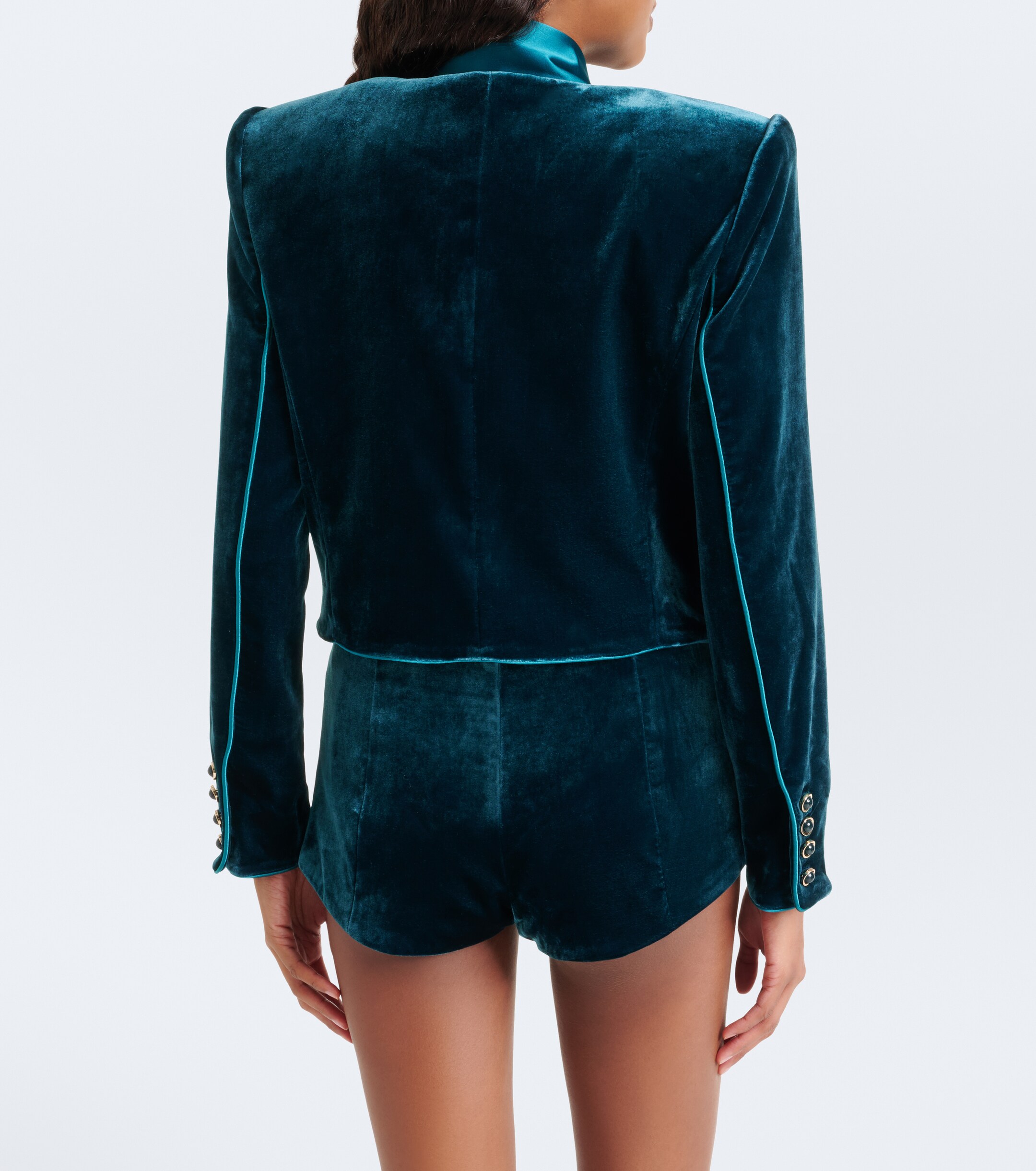 Retrofête Retrofête Alto cropped scarf-detail velvet jacket