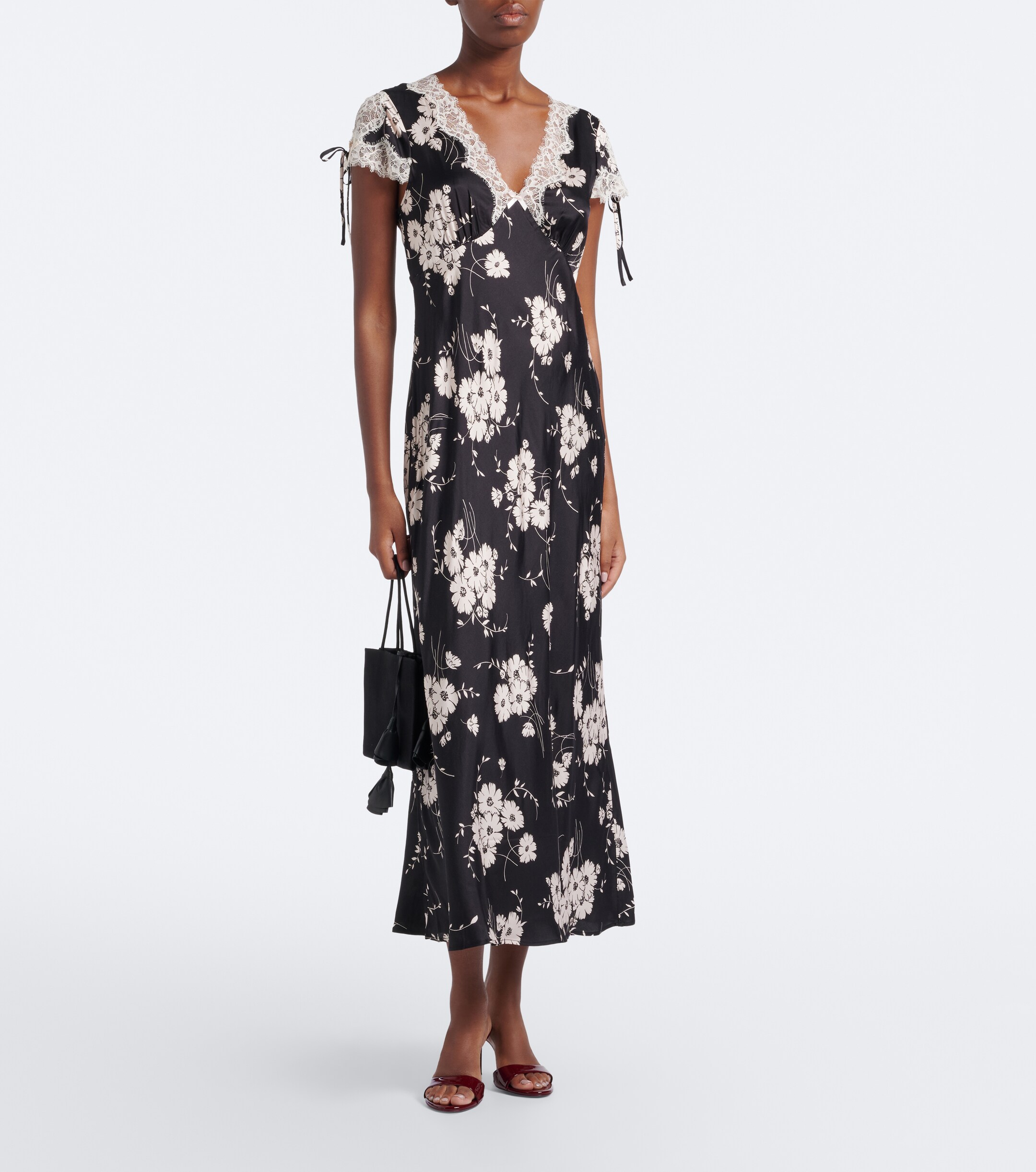 RIXO Rixo Fern floral lace-trimmed satin midi dress