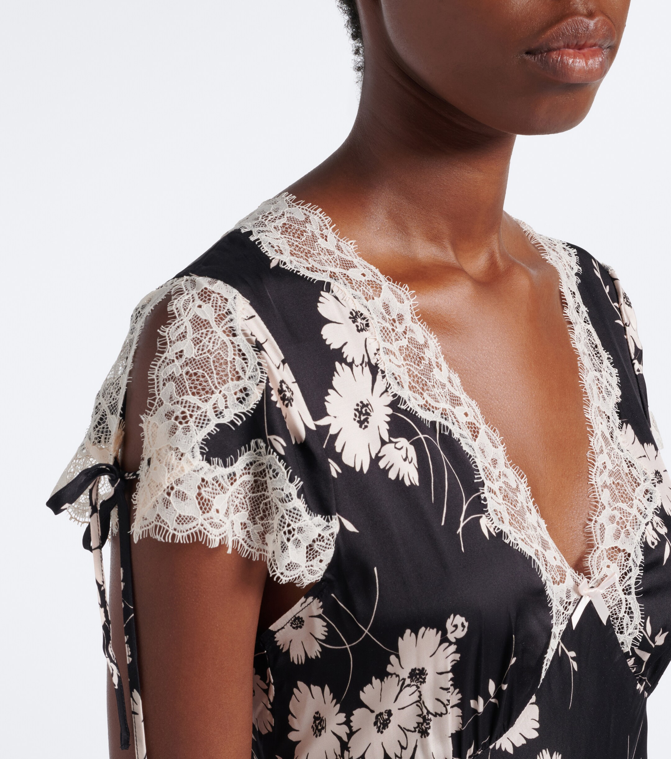 RIXO Rixo Fern floral lace-trimmed satin midi dress