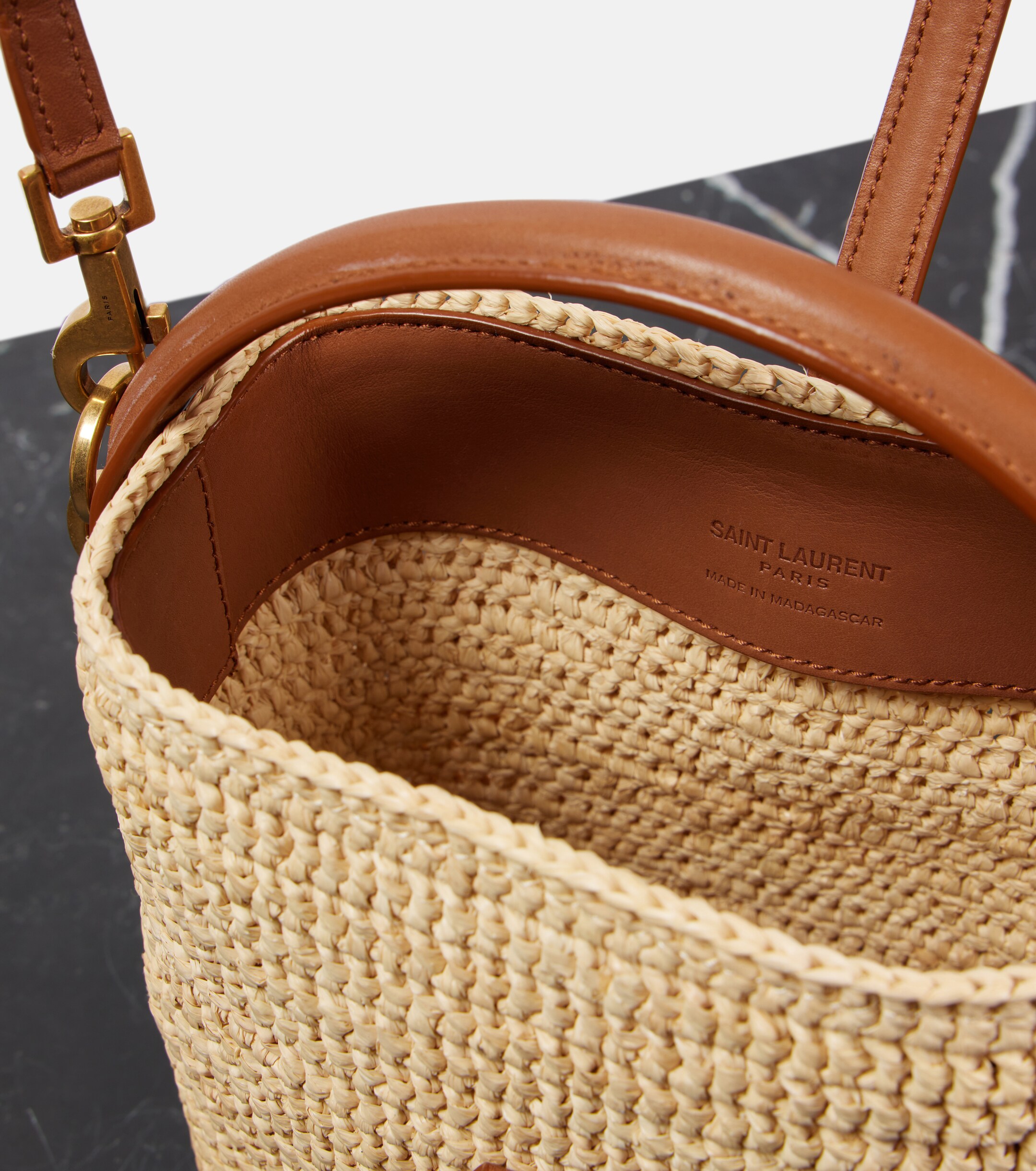 Saint Laurent Le 37 Mini raffia bucket bag