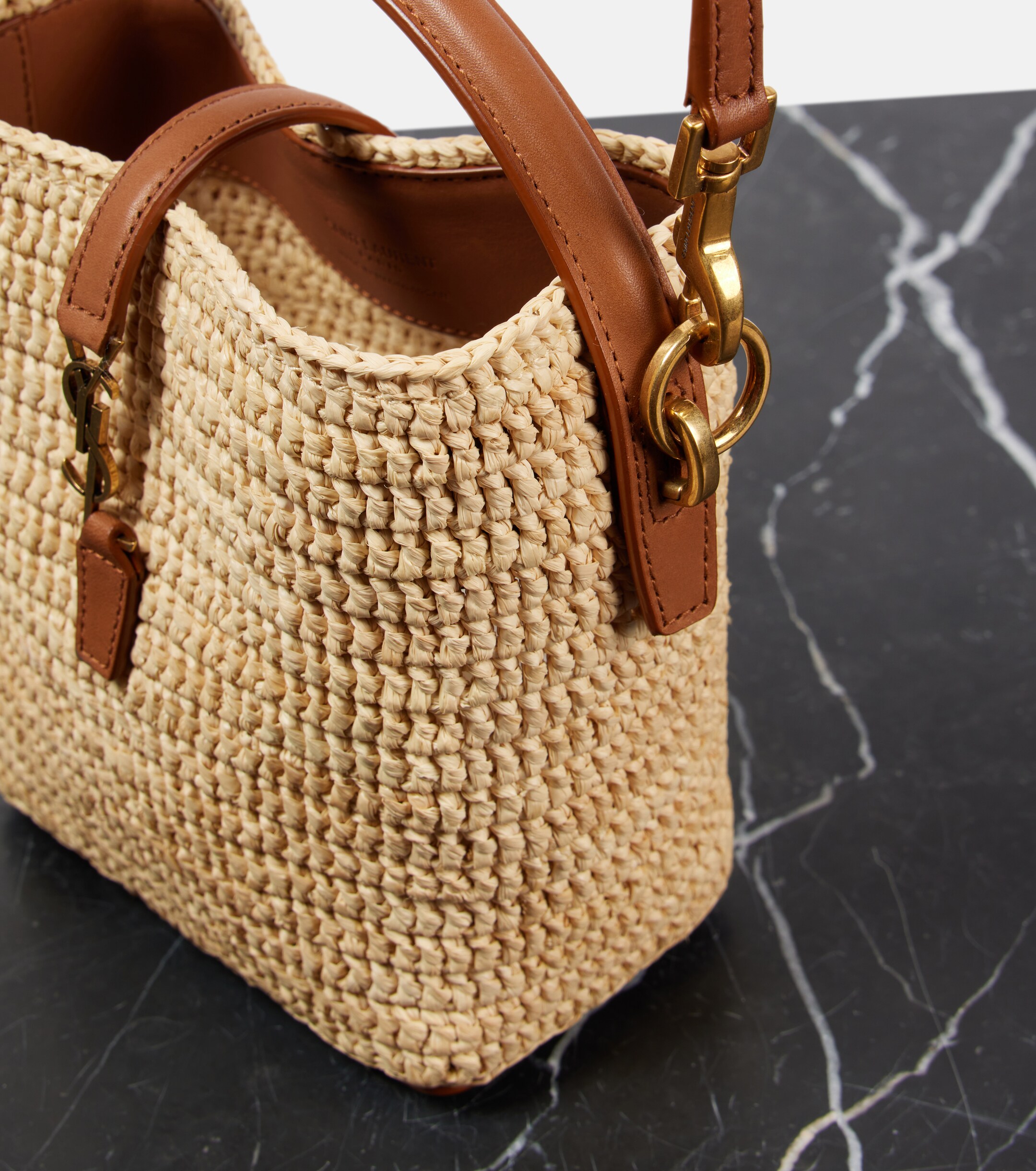 Saint Laurent Le 37 Mini raffia bucket bag