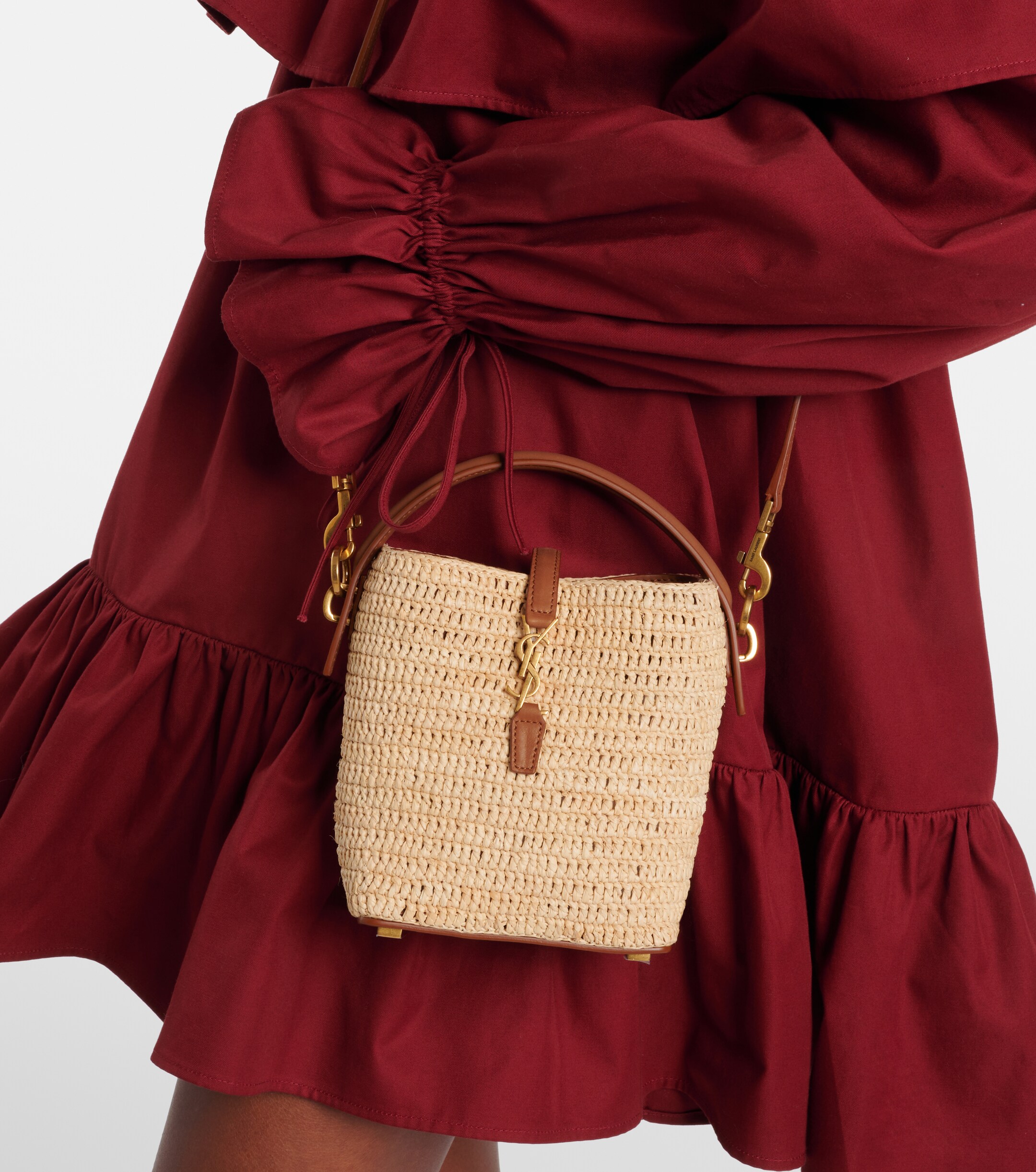 Saint Laurent Le 37 Mini raffia bucket bag