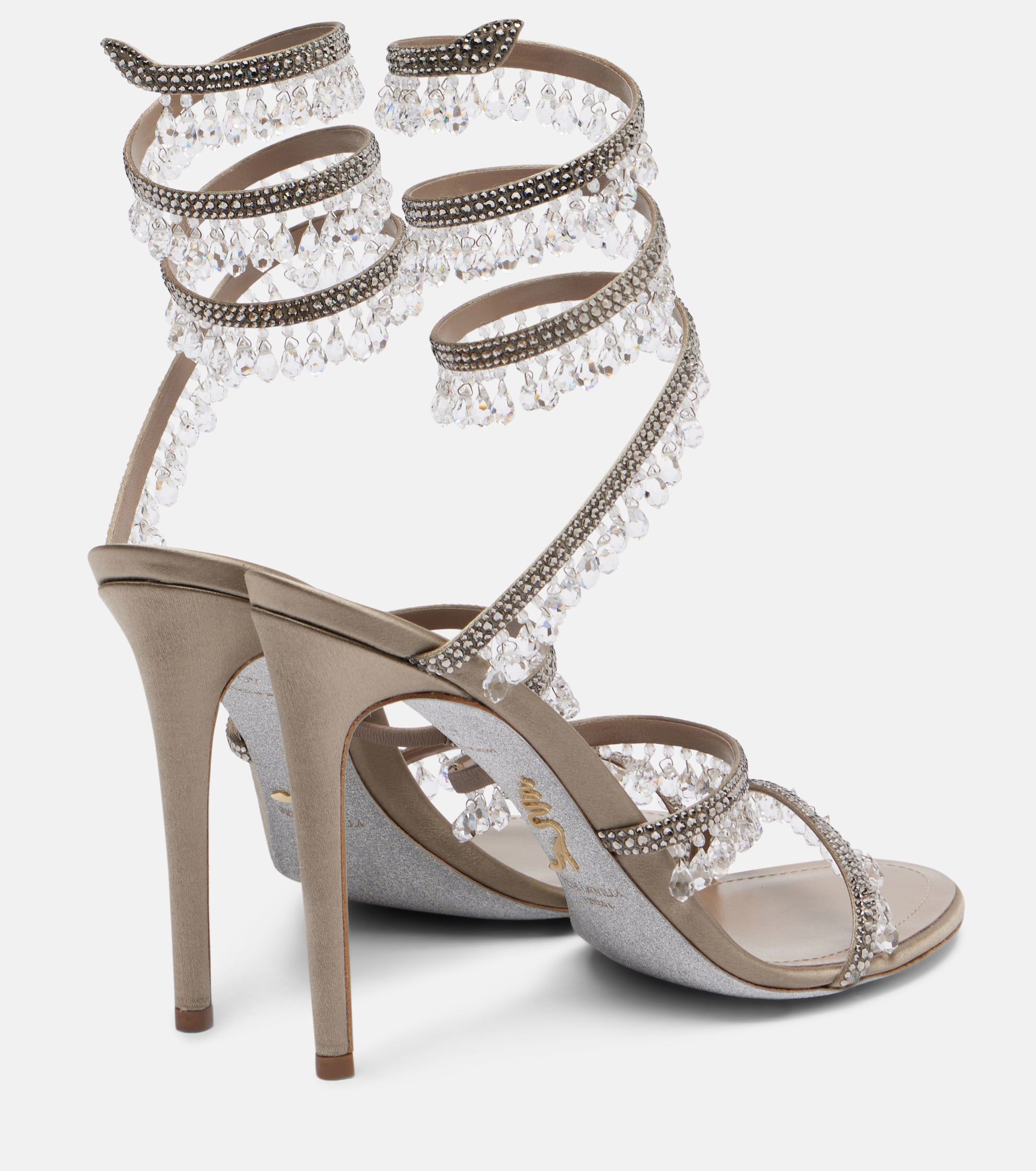 RENÉ CAOVILLA Chandelier 105 embellished satin sandals thumbnail