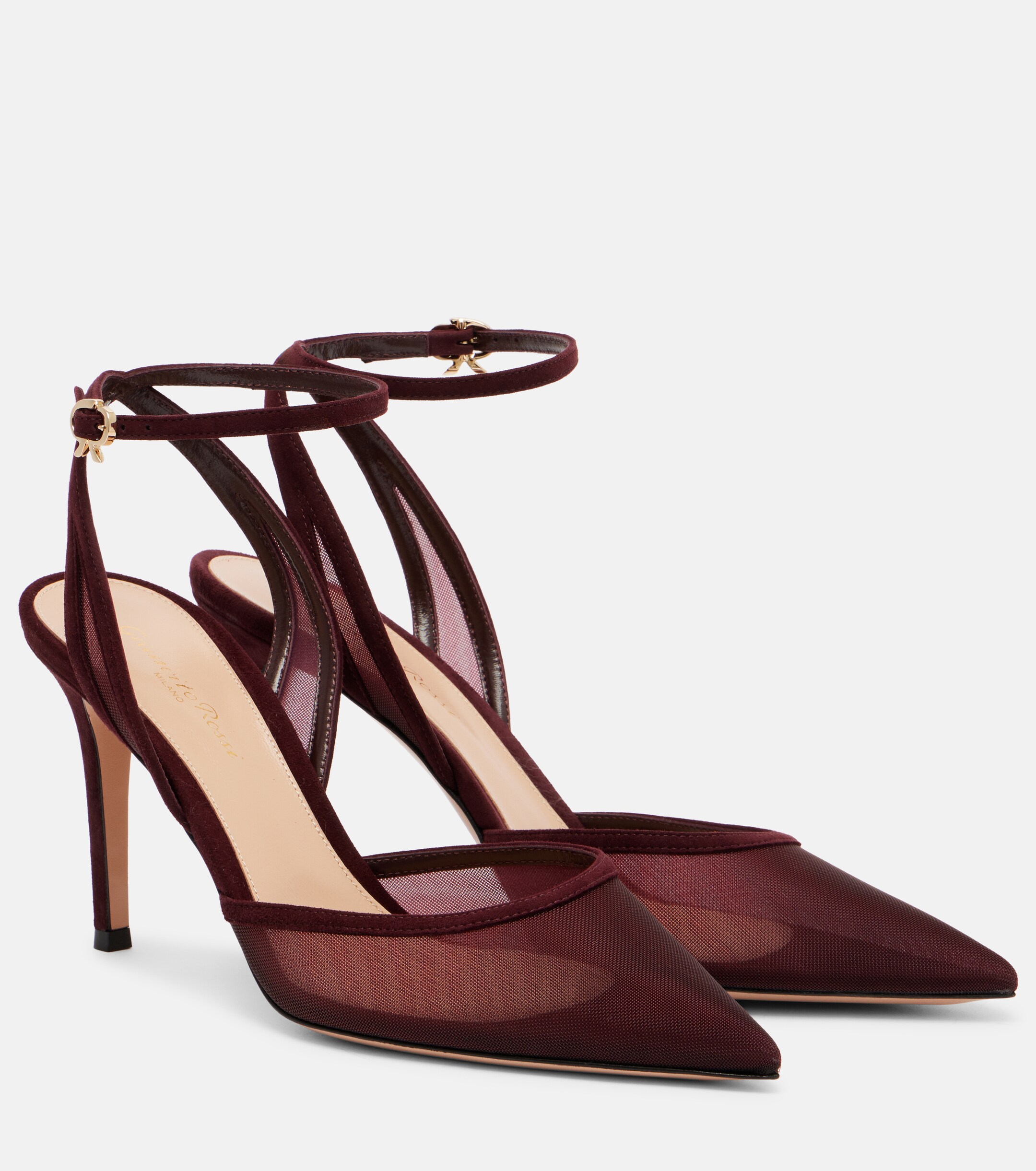 GIANVITO ROSSI - 85 suede-trimmed organza pumps | Plush