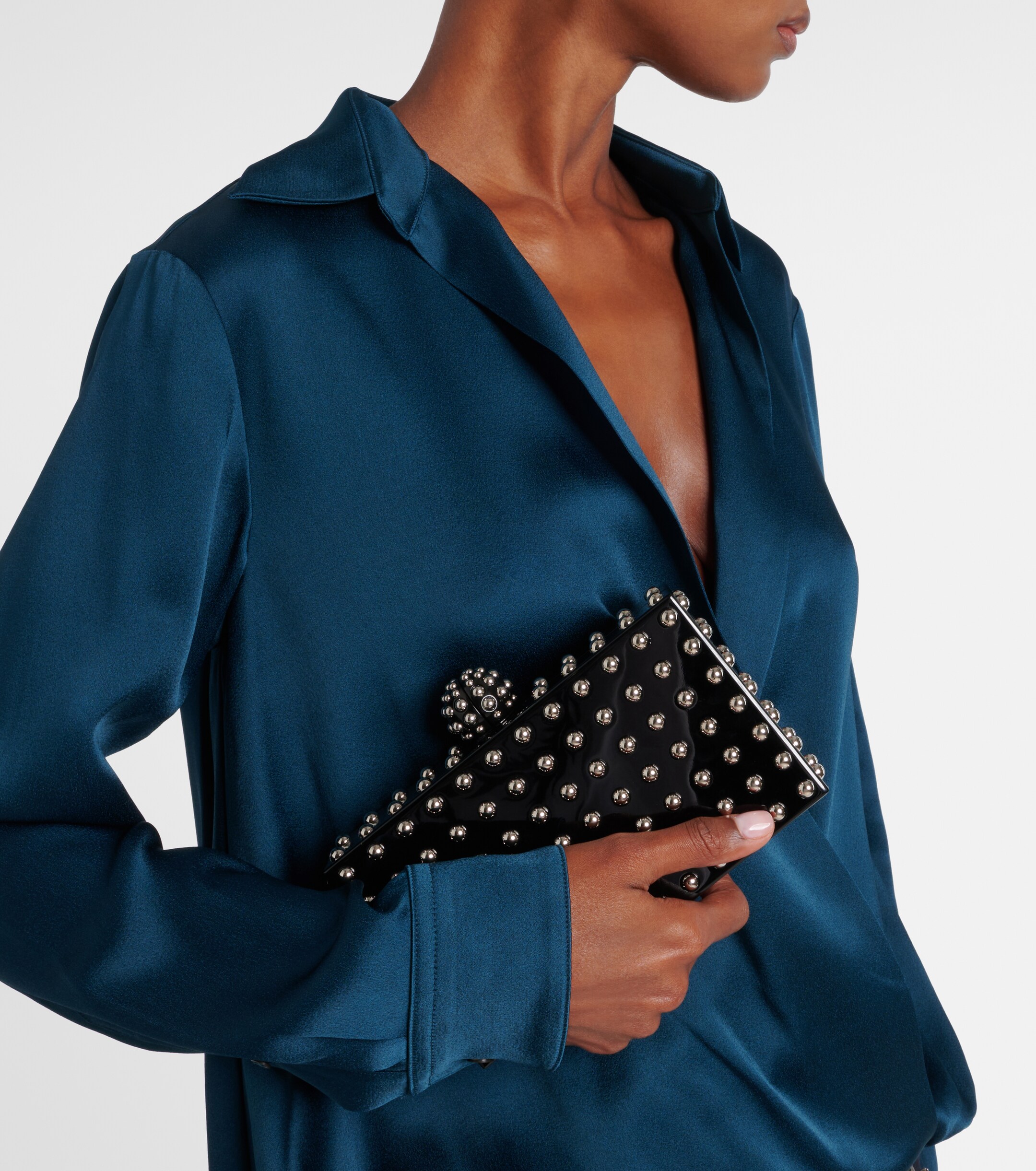AQUAZZURA Cosmic Mini studded clutch