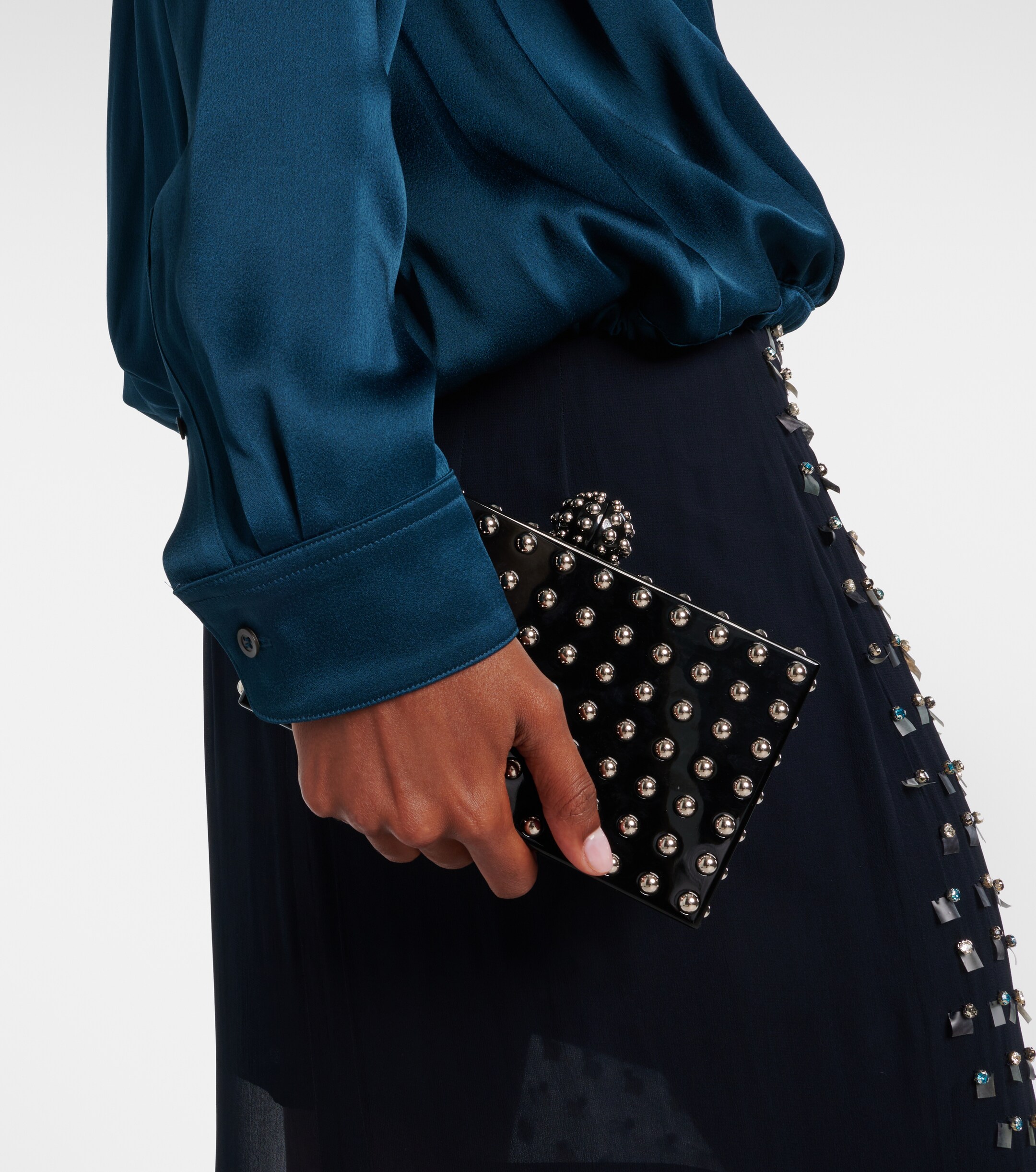 AQUAZZURA Cosmic Mini studded clutch