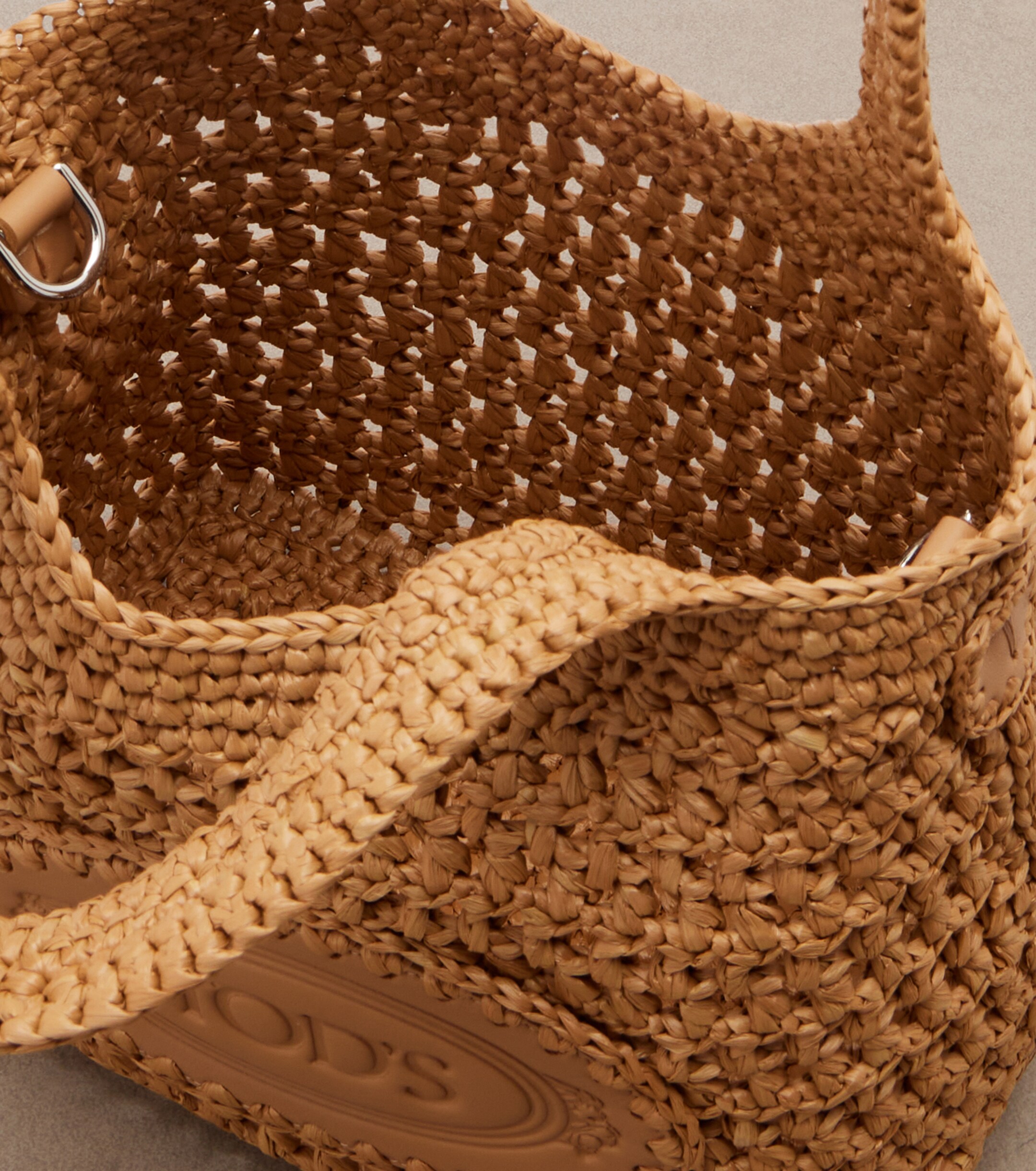 Tod's Logo leather-trimmed raffia top-handle bag