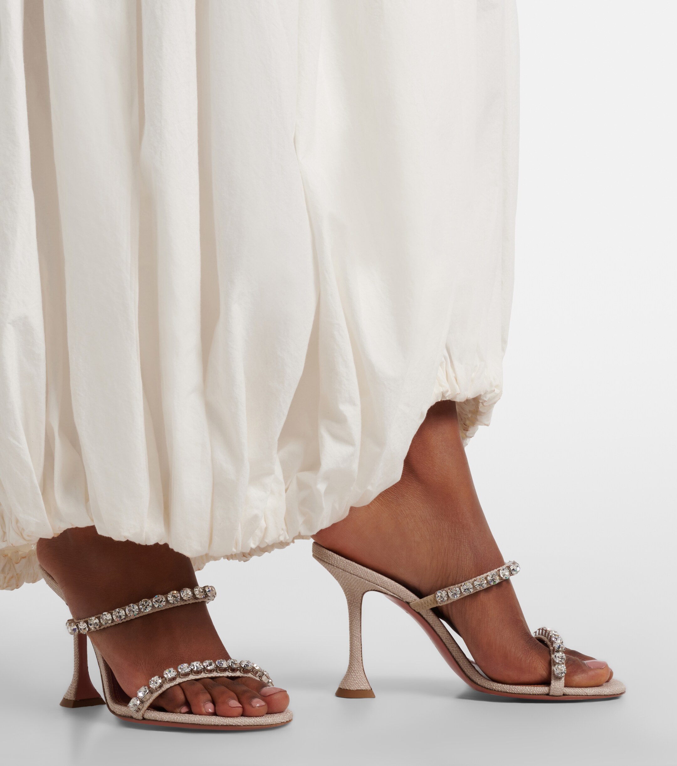 AMINA MUADDI Amina Muaddi Gigi embellished canvas mules