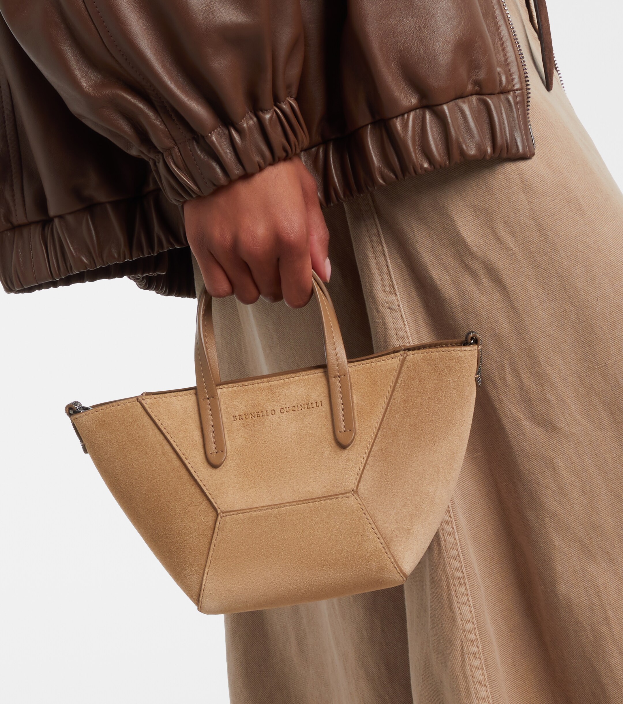 Brunello Cucinelli Duo Mini Monili suede top-handle bag