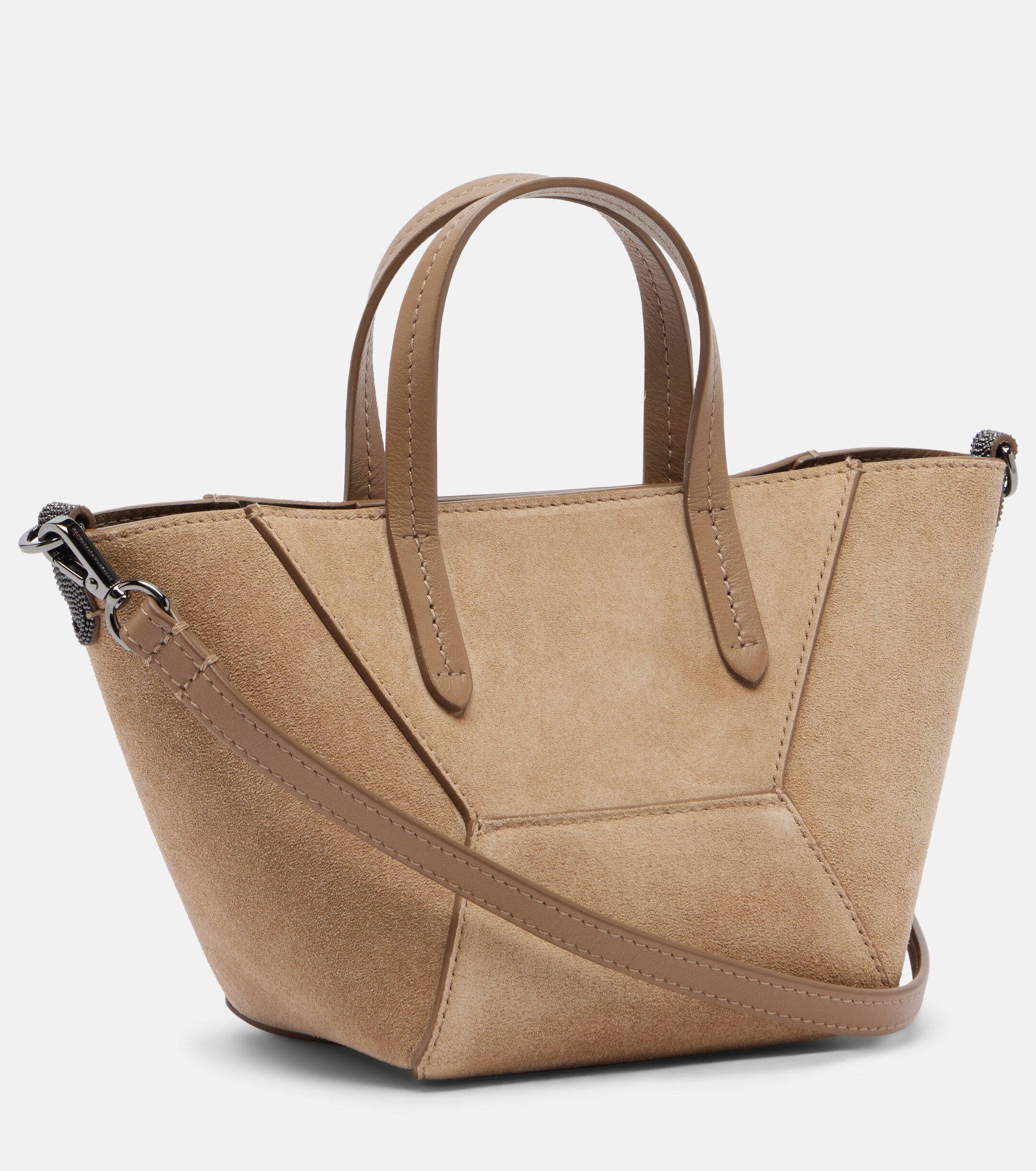 Brunello Cucinelli Duo Mini Monili suede top-handle bag