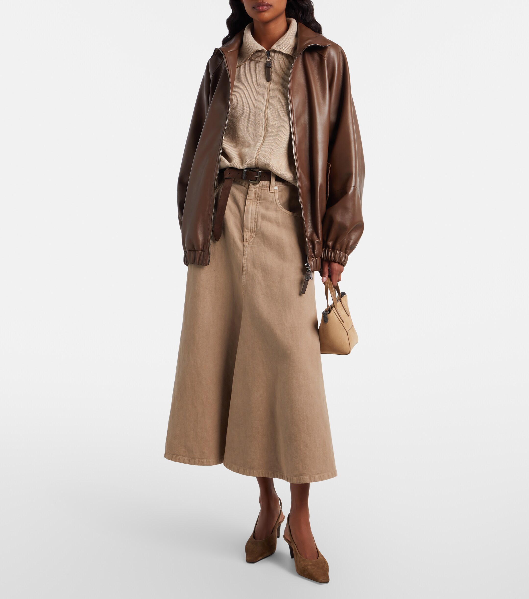 Brunello Cucinelli Duo Mini Monili suede top-handle bag