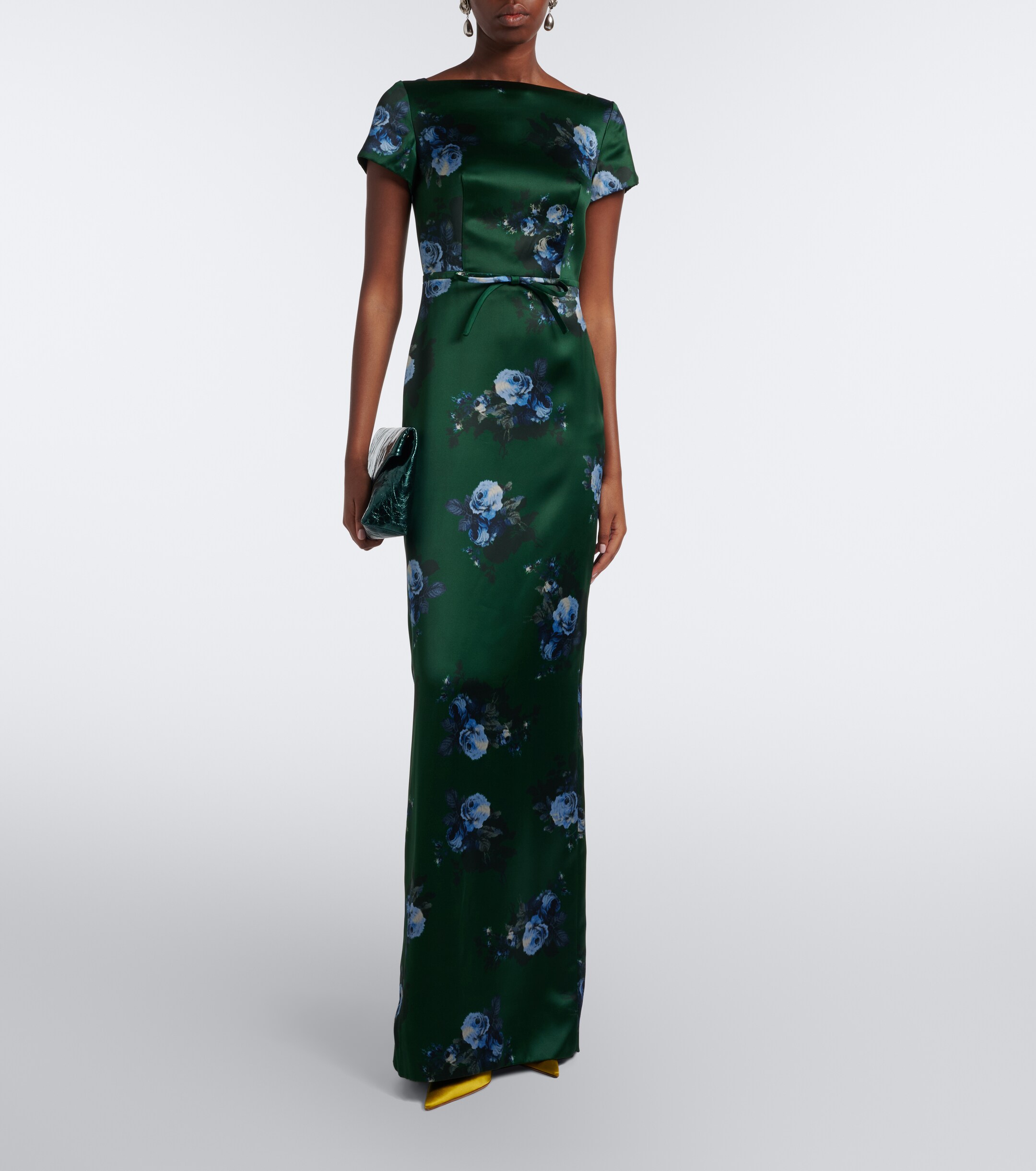 Erdem Erdem Belted floral duchess satin gown