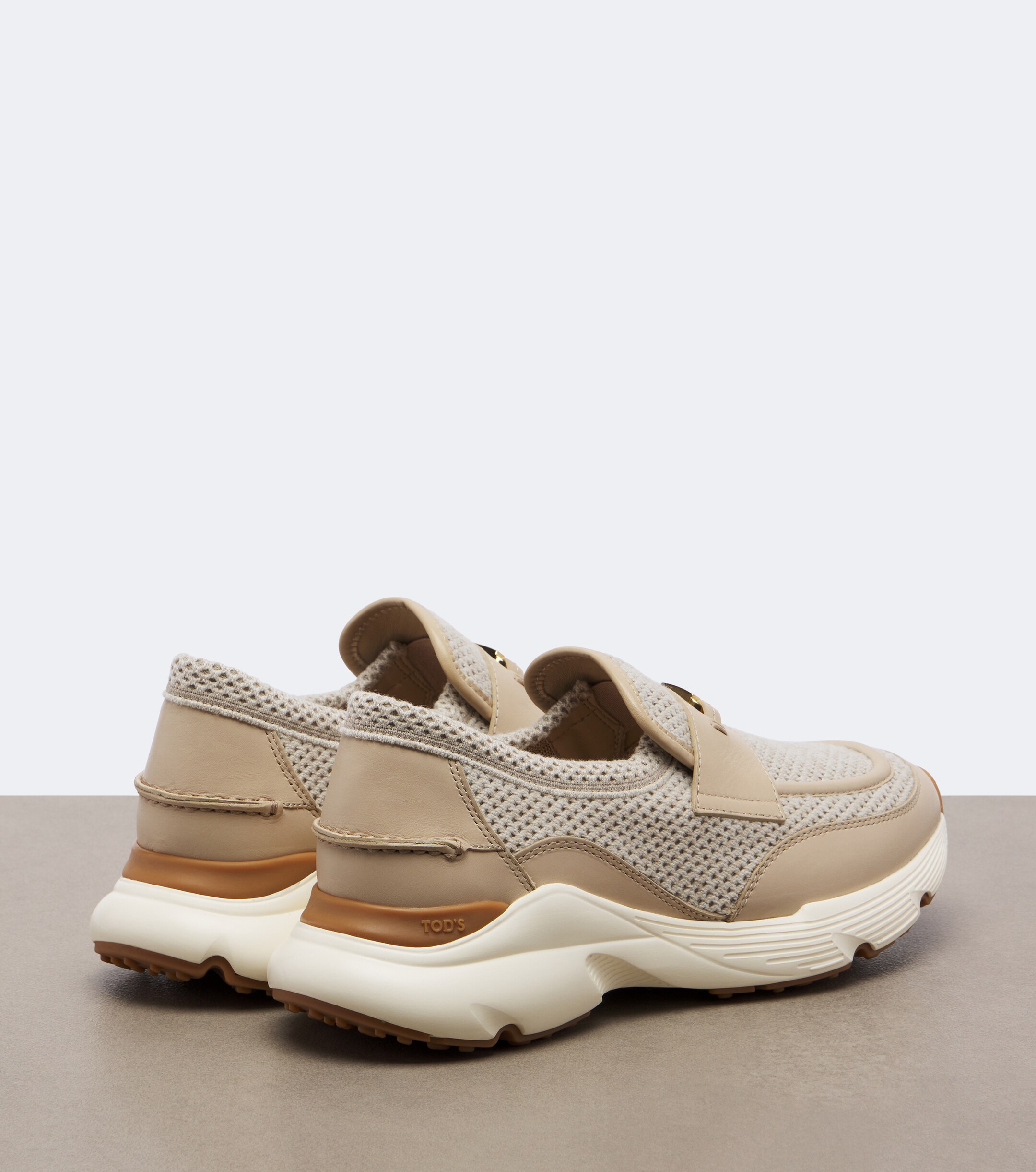Tod's Tod's Leather-trimmed mesh slip-on shoes