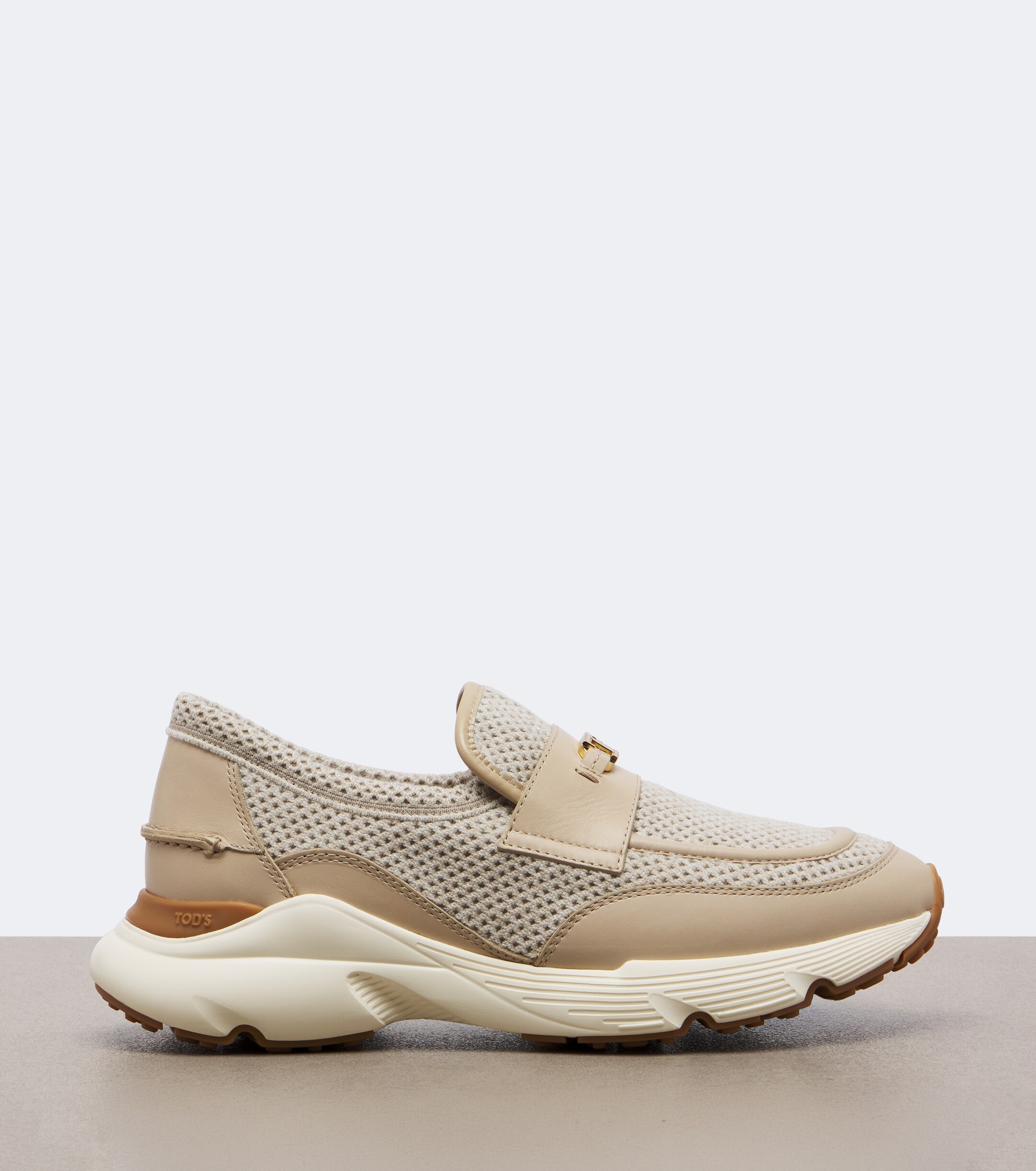 Tod's Tod's Leather-trimmed mesh slip-on shoes