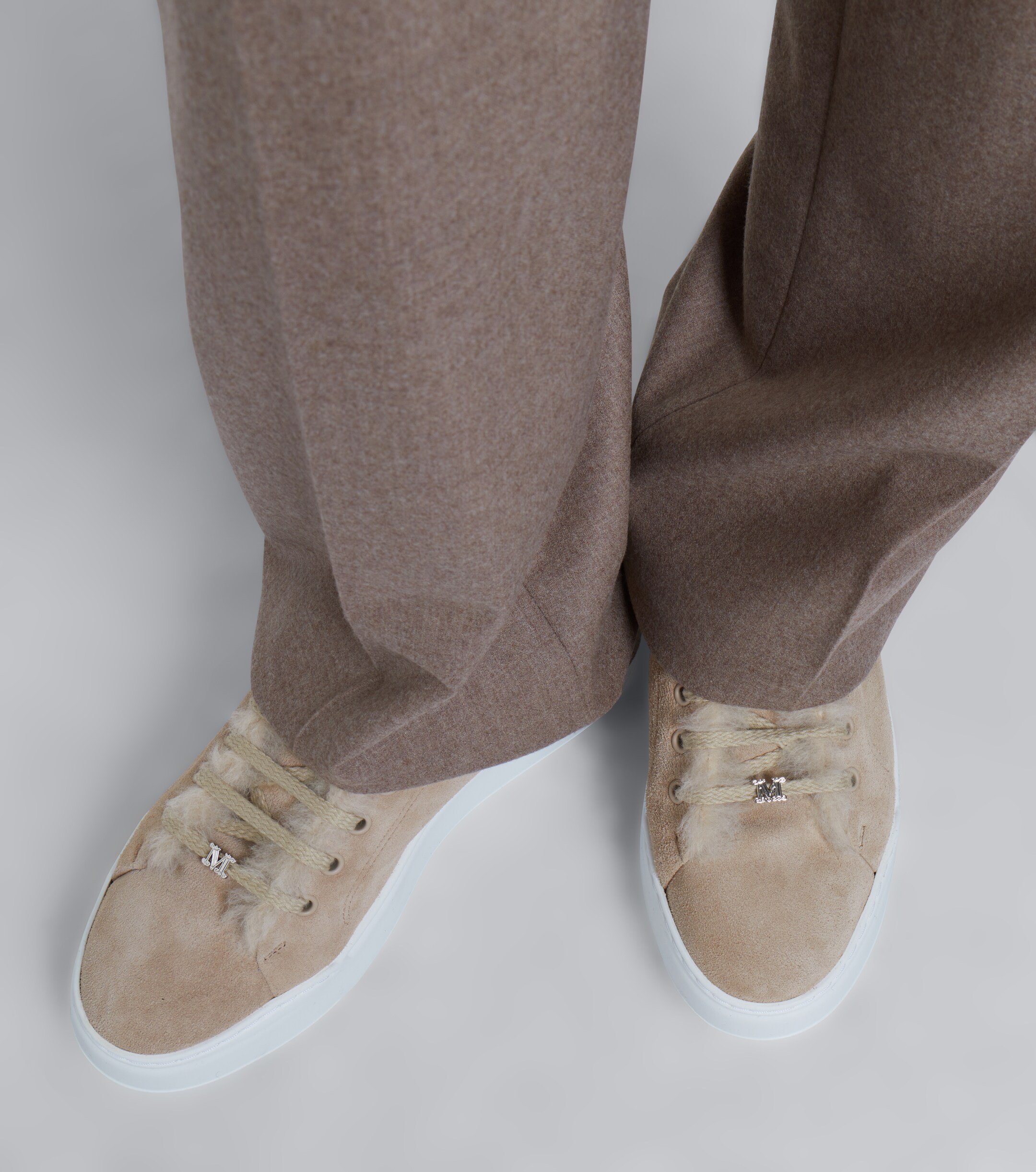 Max Mara Max Mara Shearling-lined suede low-top sneakers