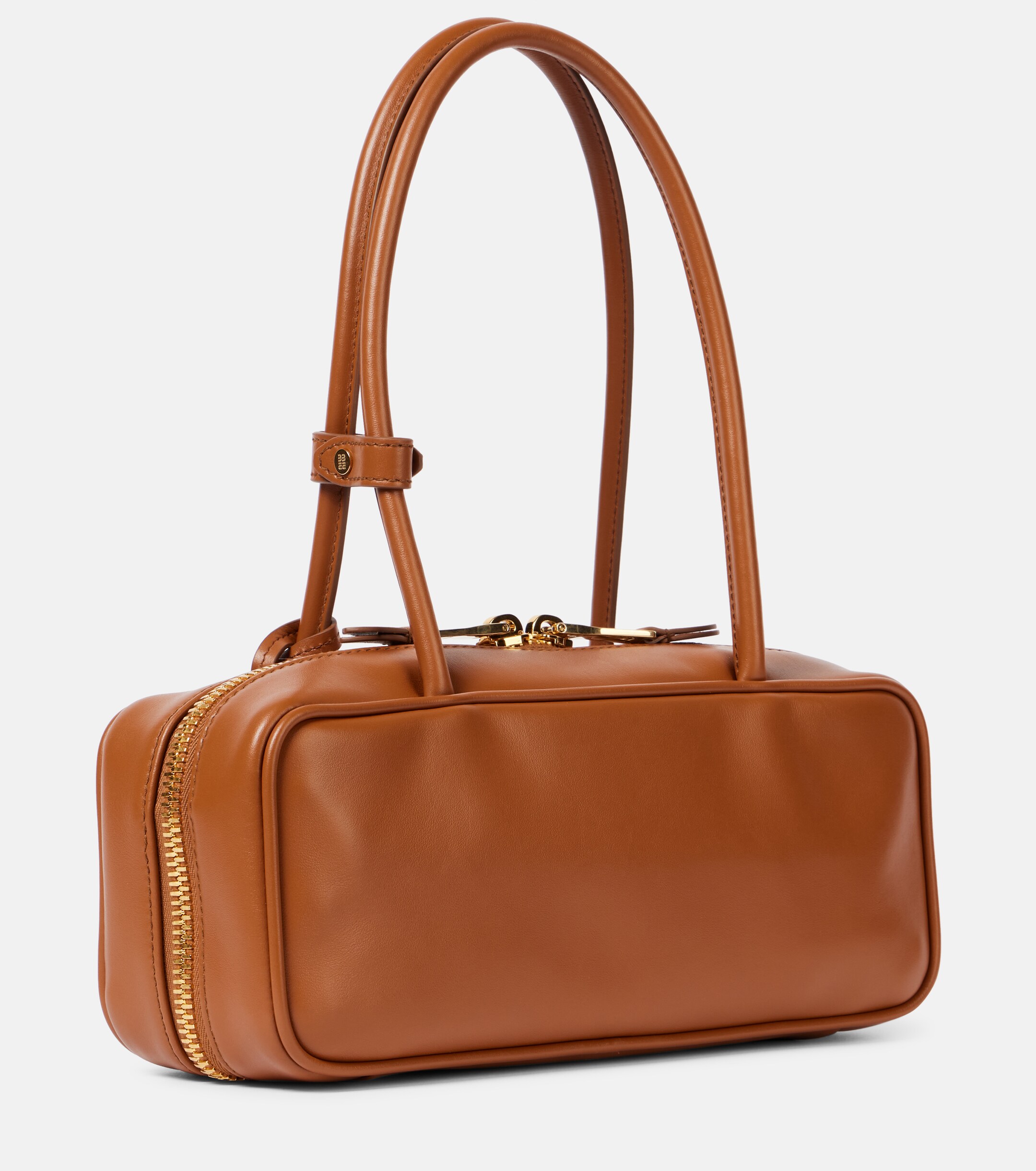 Miu Miu Beau logo embossed leather tote bag