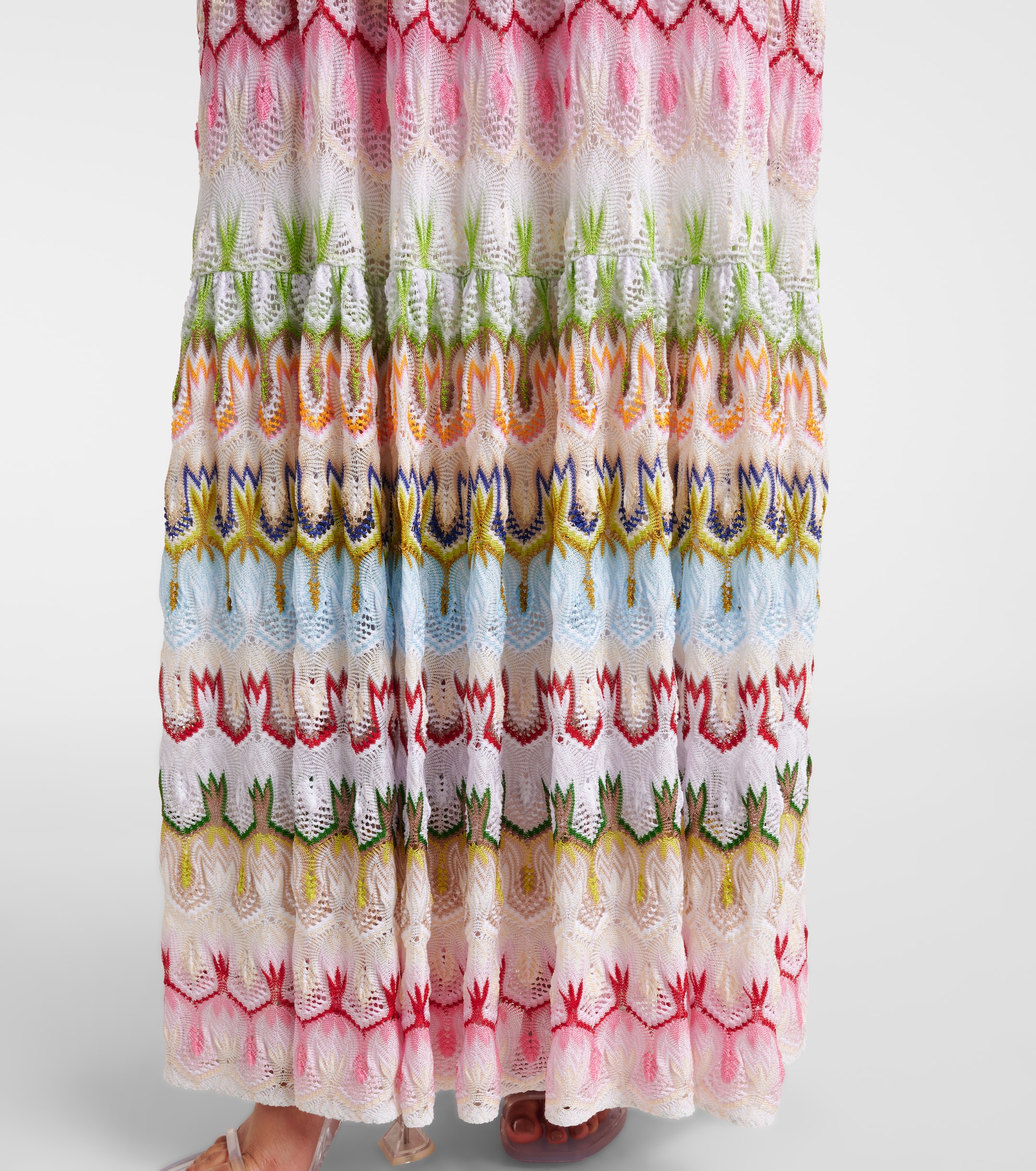 missoni crochet maxi dress Missoni Metallic-Trimmed Striped Crochet-Knit Maxi Dress - Multi