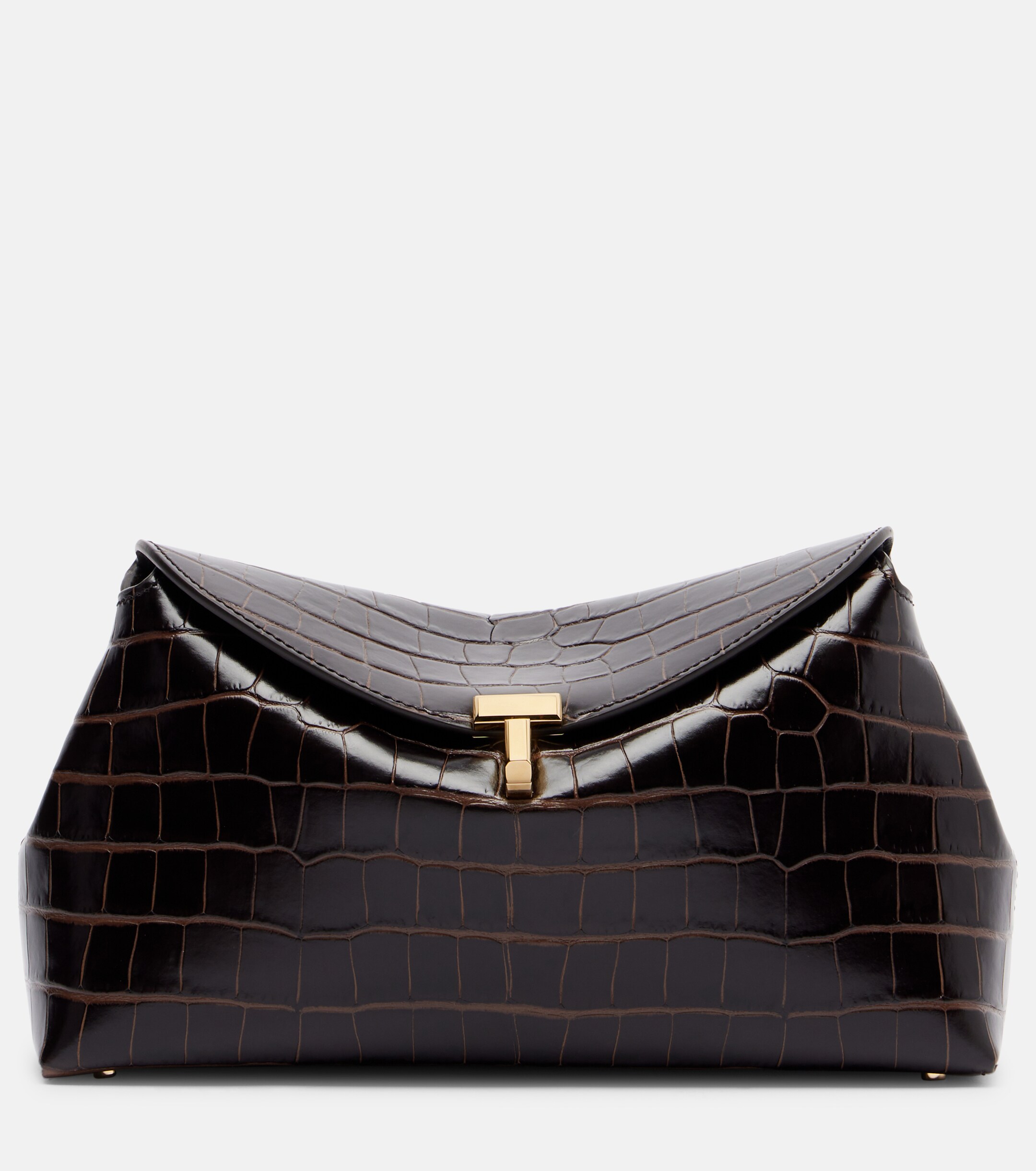 TOTEME T-Lock croc-effect leather clutch