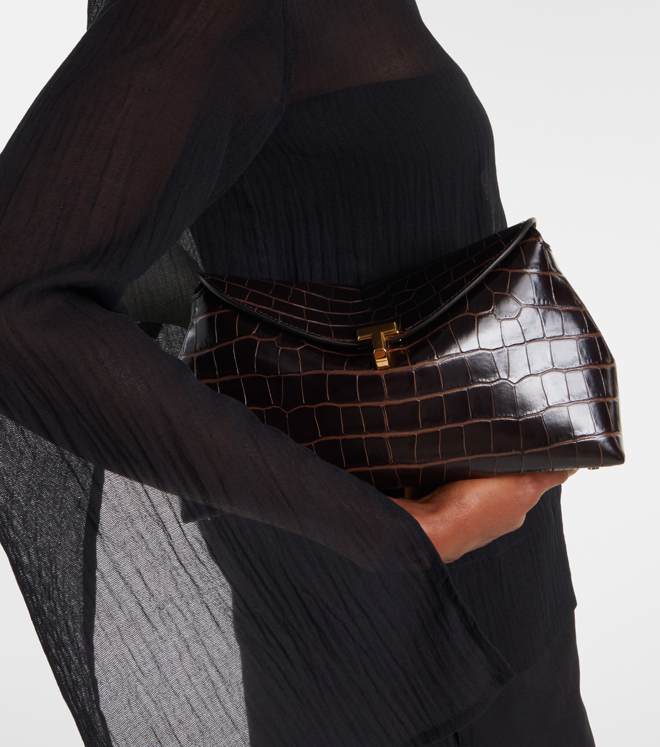 TOTEME T-Lock croc-effect leather clutch