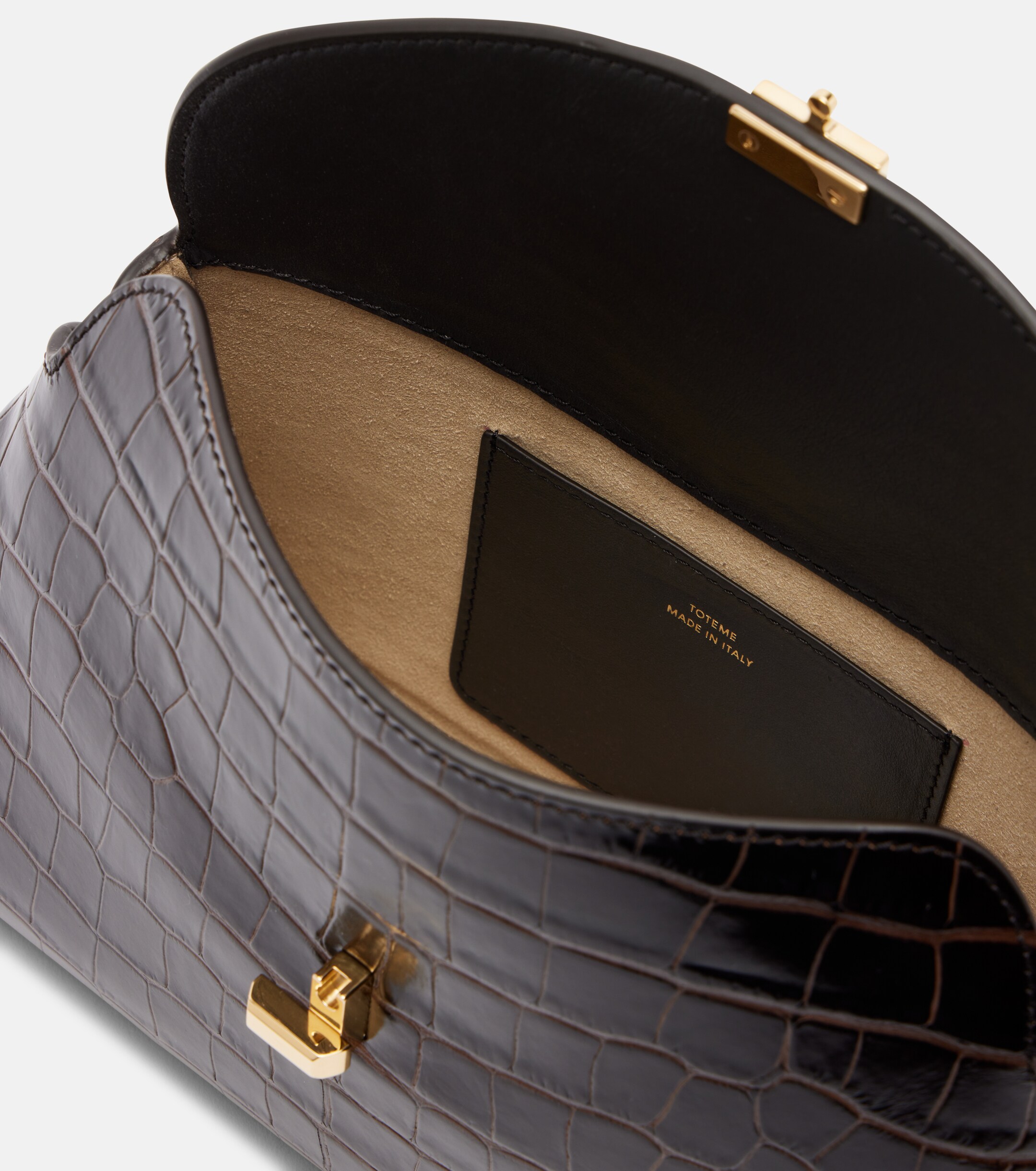 TOTEME T-Lock croc-effect leather clutch