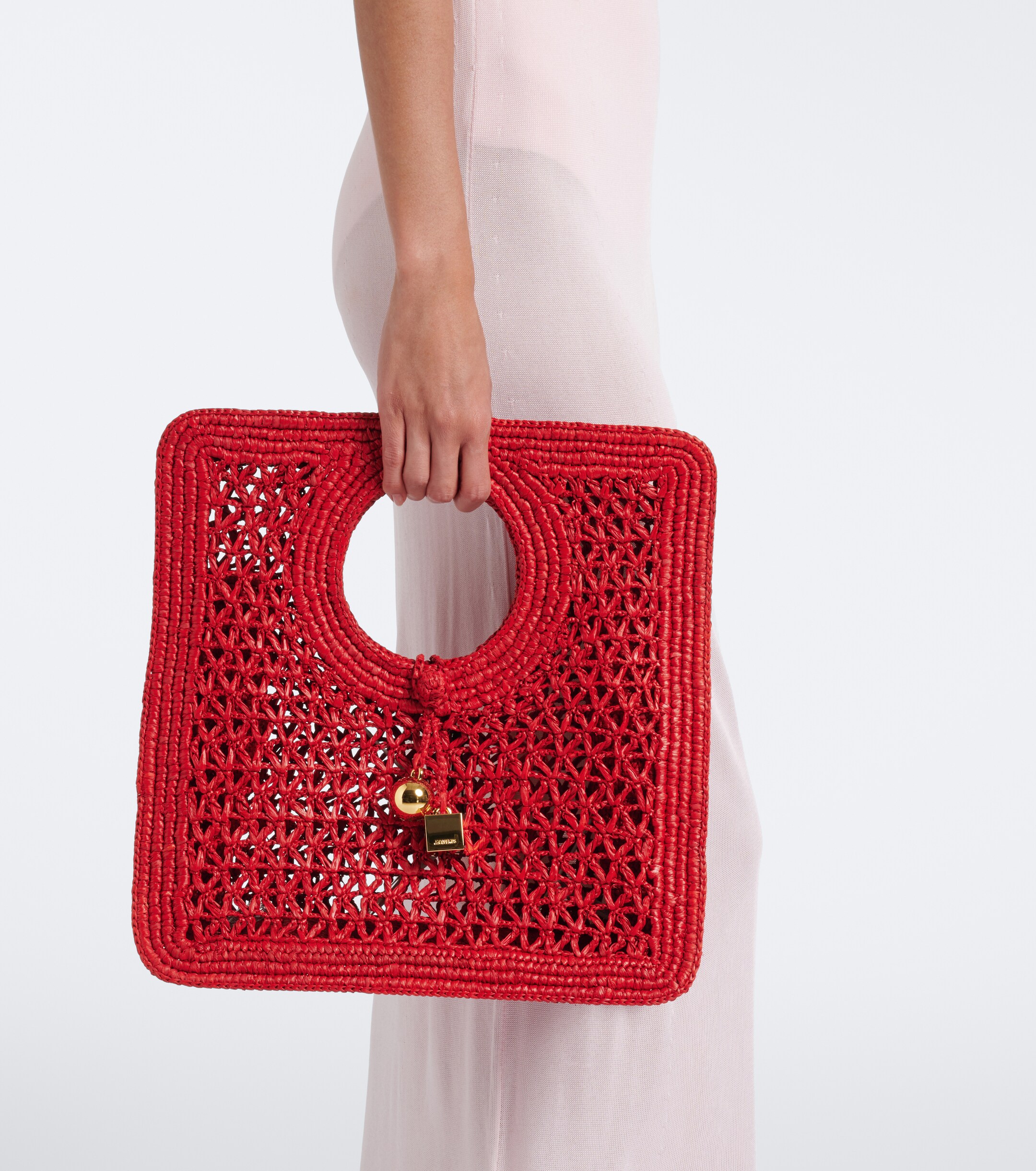 Jacquemus Spiaggia Small raffia top-handle bag