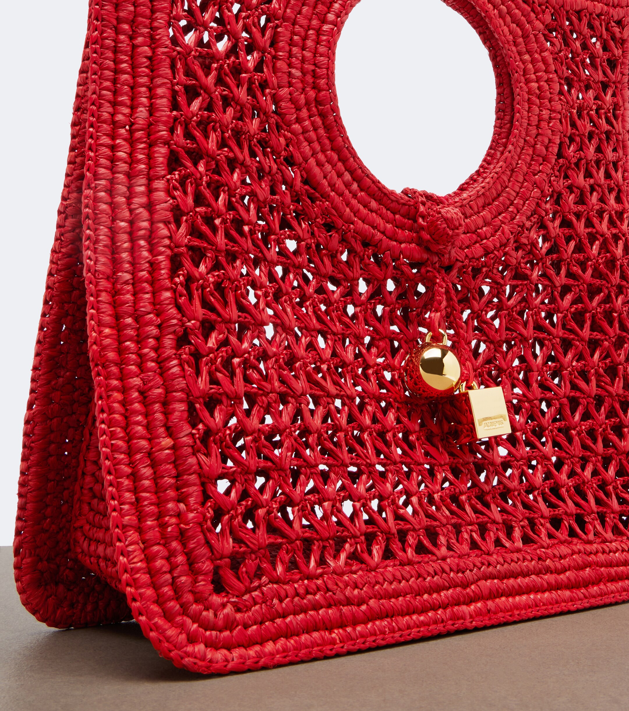 Jacquemus Spiaggia Small raffia top-handle bag